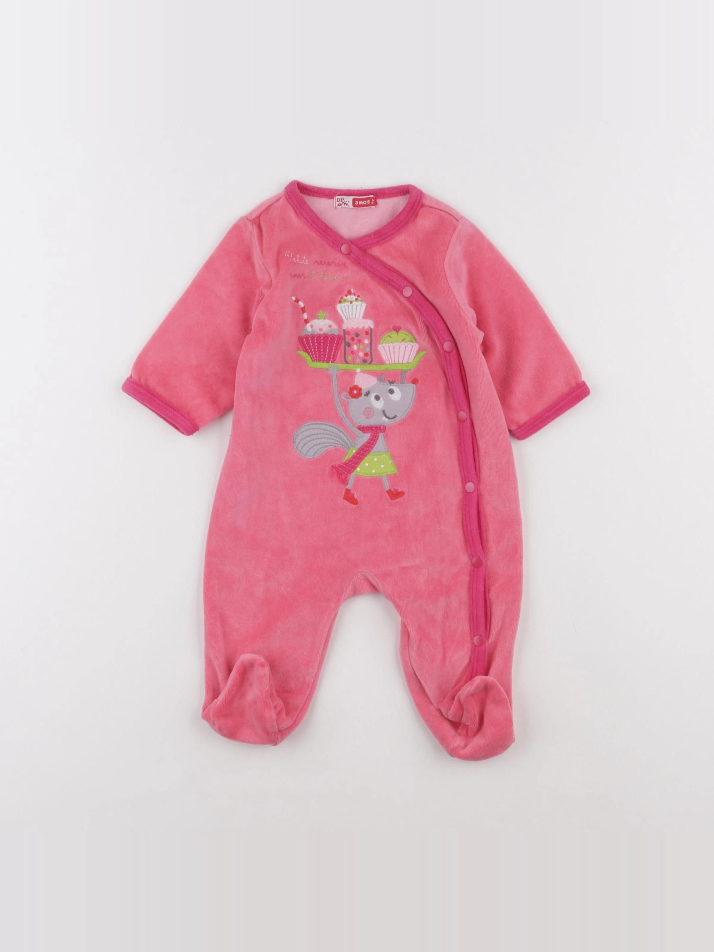 DPAM - pyjama velours rose - 3 mois