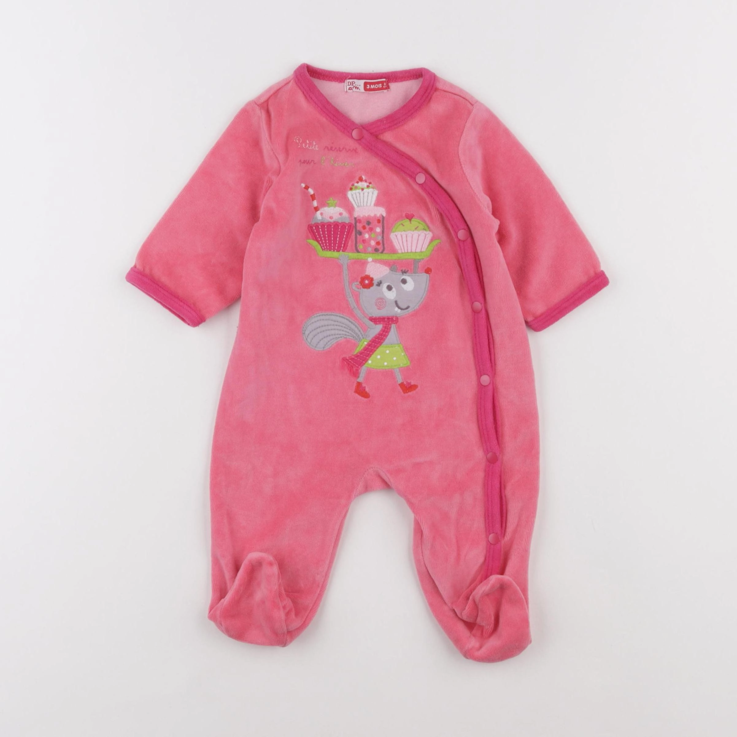 DPAM - pyjama velours rose - 3 mois