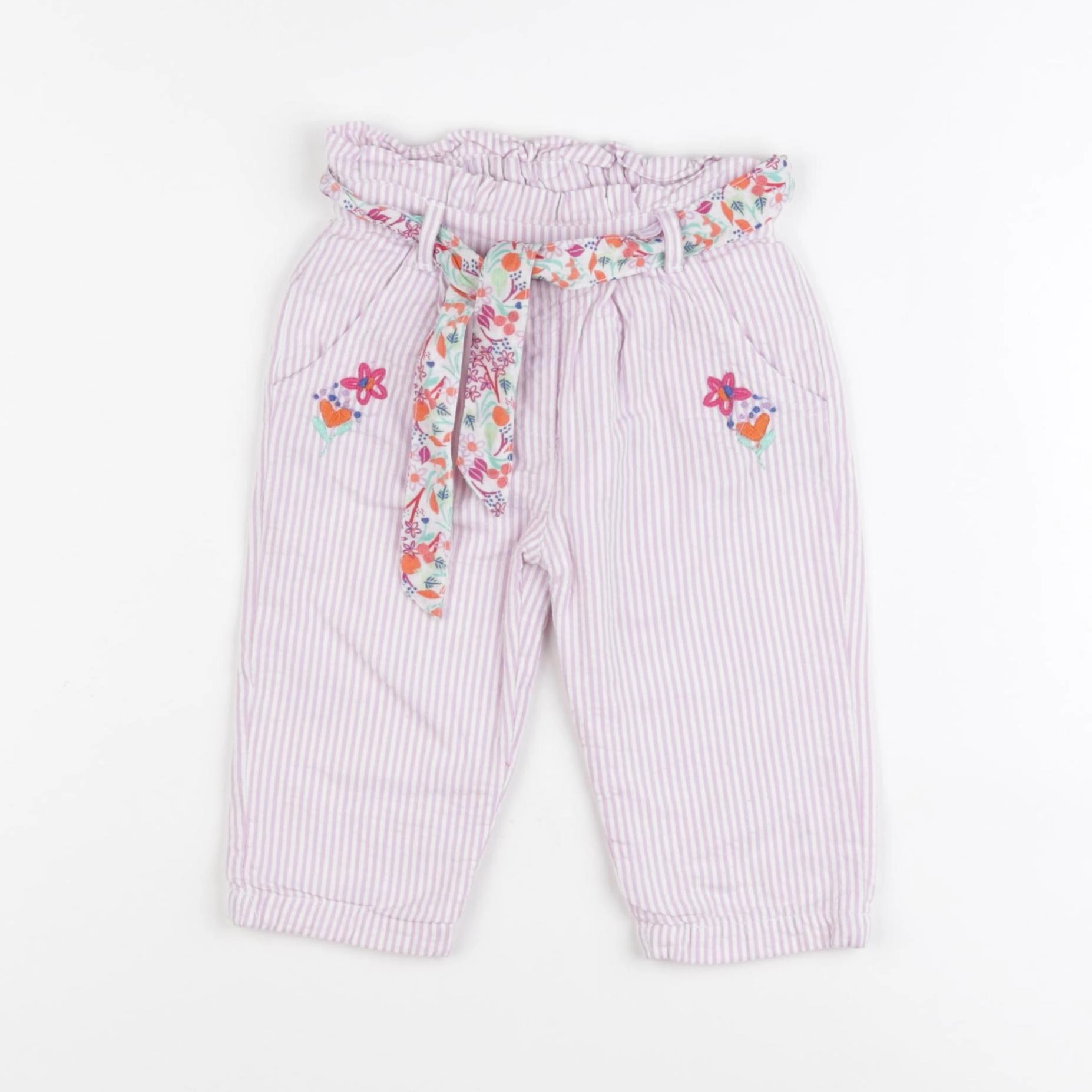 DPAM - pantalon violet, blanc - 9 mois