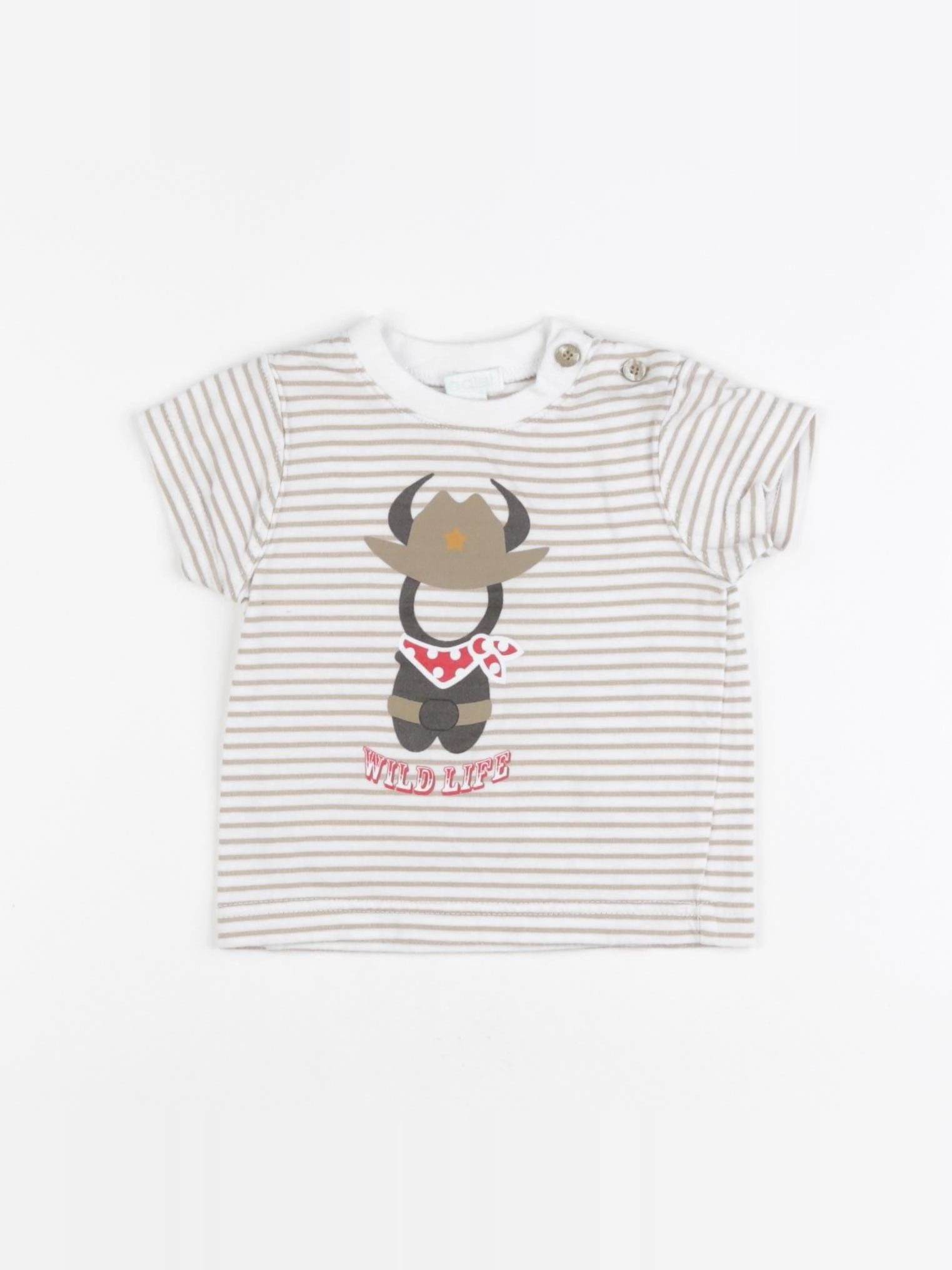 Obaïbi - tee-shirt blanc, taupe - 3 mois