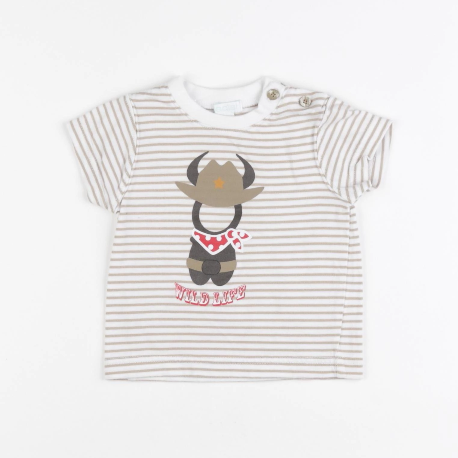Obaïbi - tee-shirt blanc, taupe - 3 mois