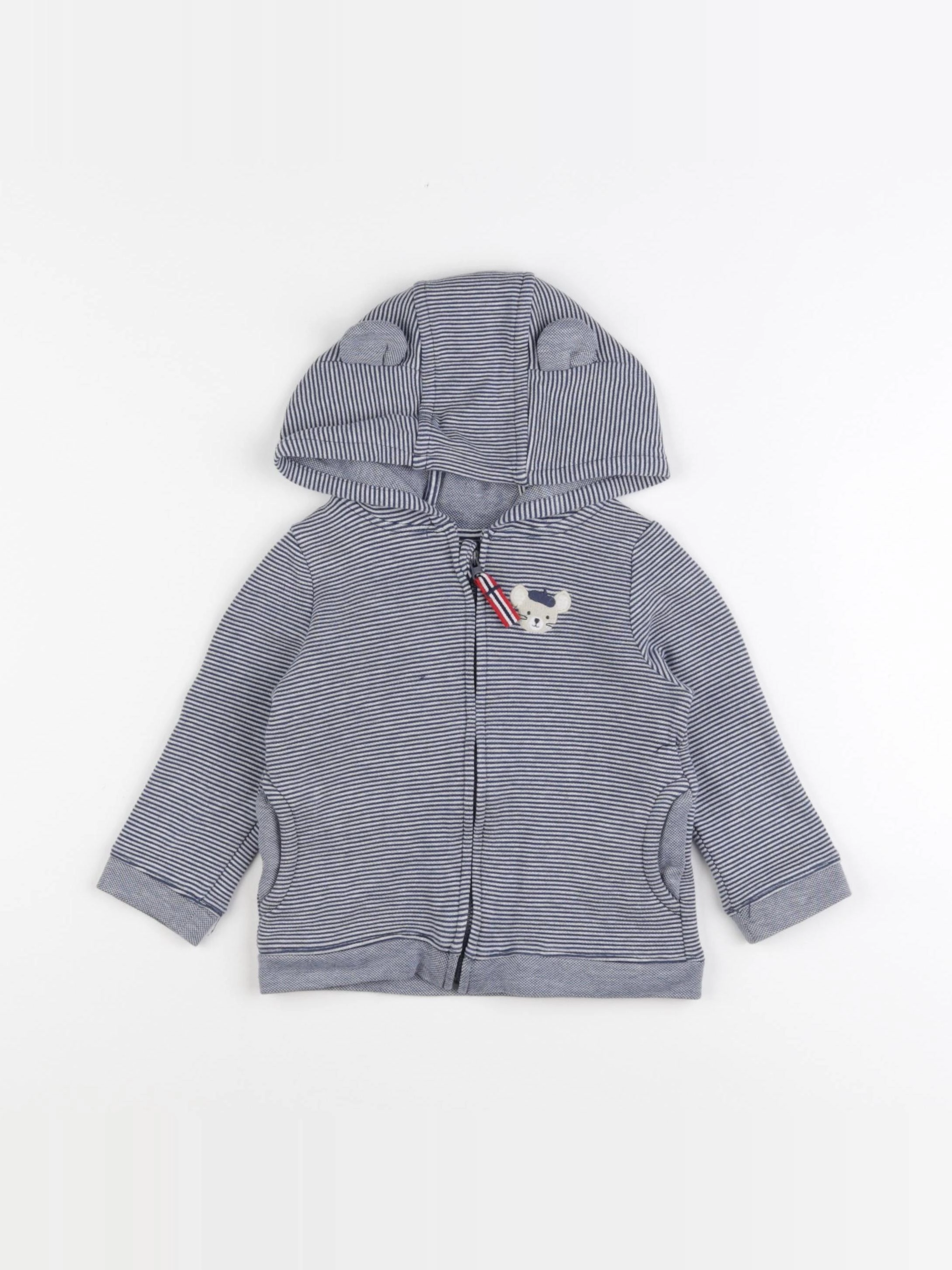 Sergent Major - sweat bleu, blanc - 18 mois