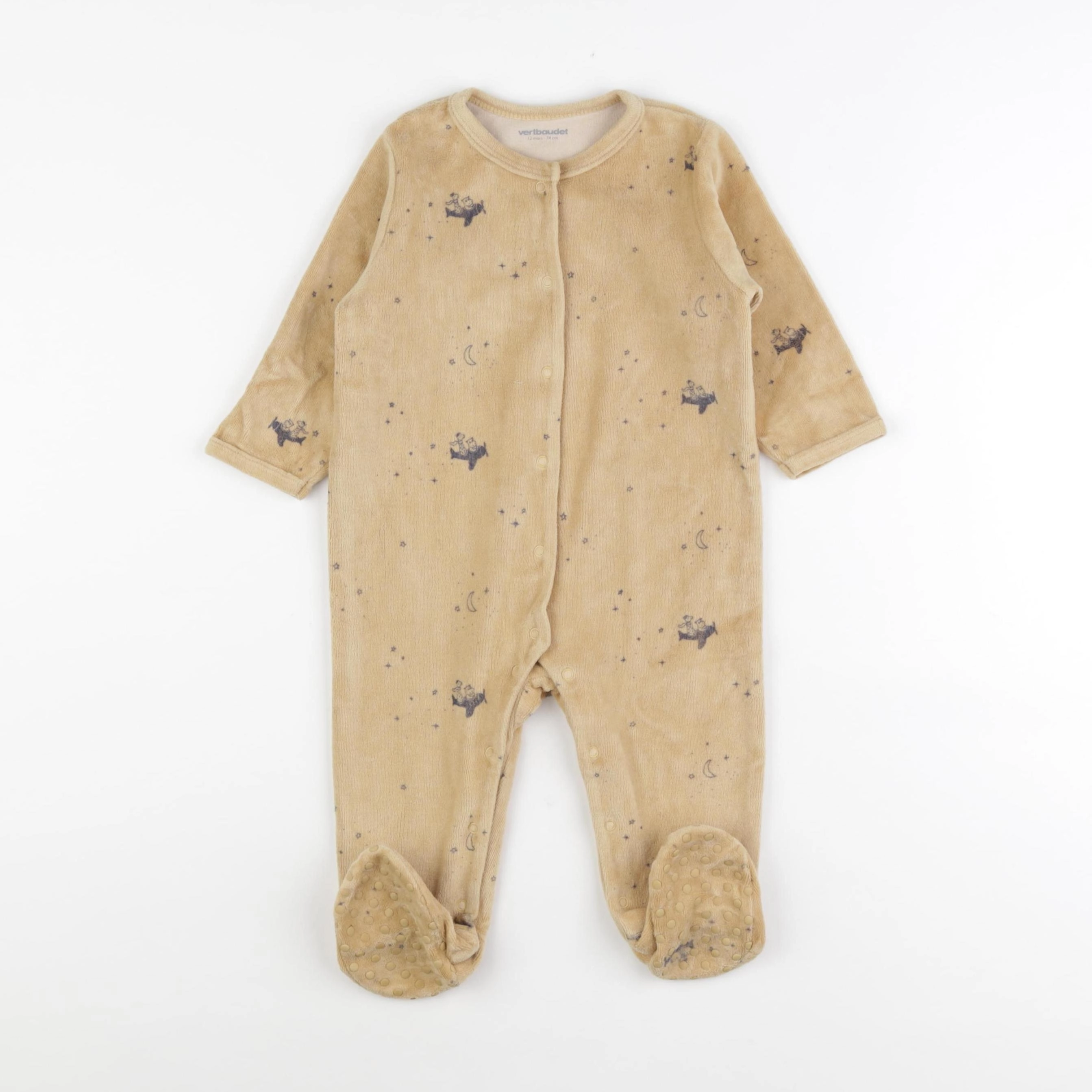 Vertbaudet - pyjama velours marron - 12 mois