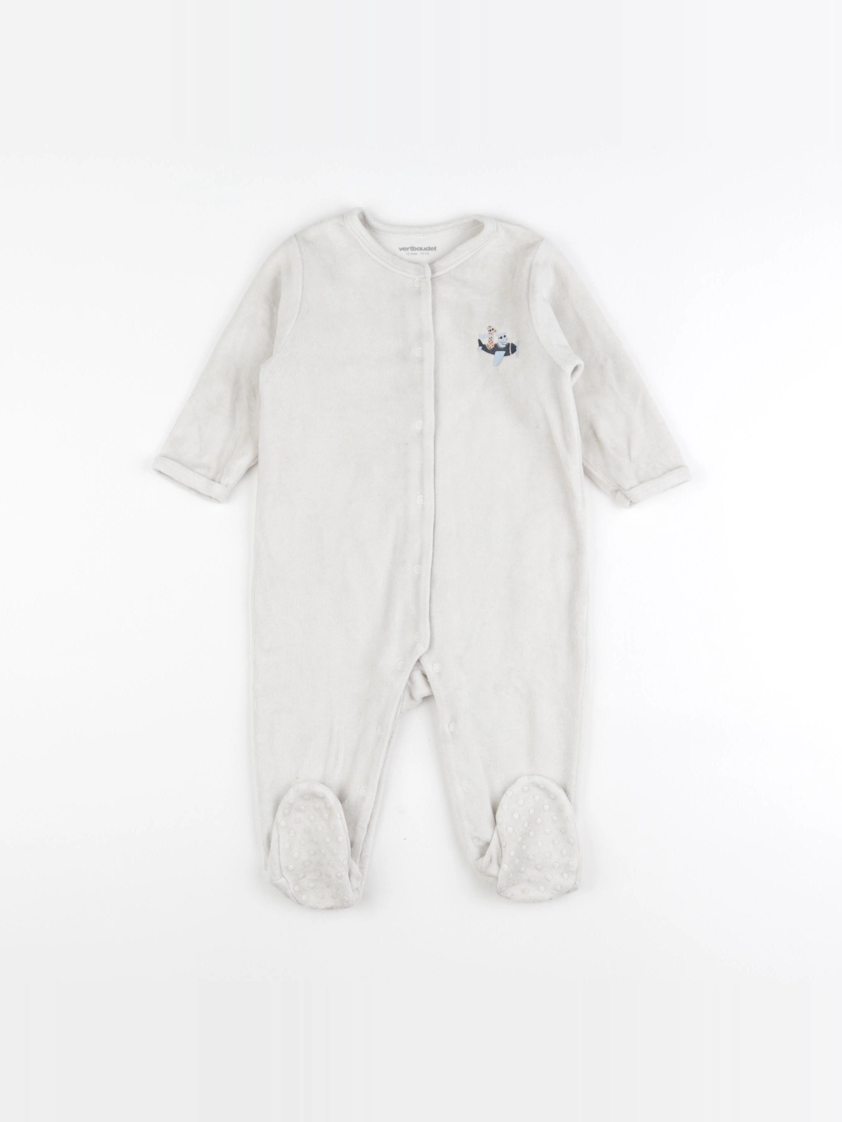 Vertbaudet - pyjama velours beige - 12 mois