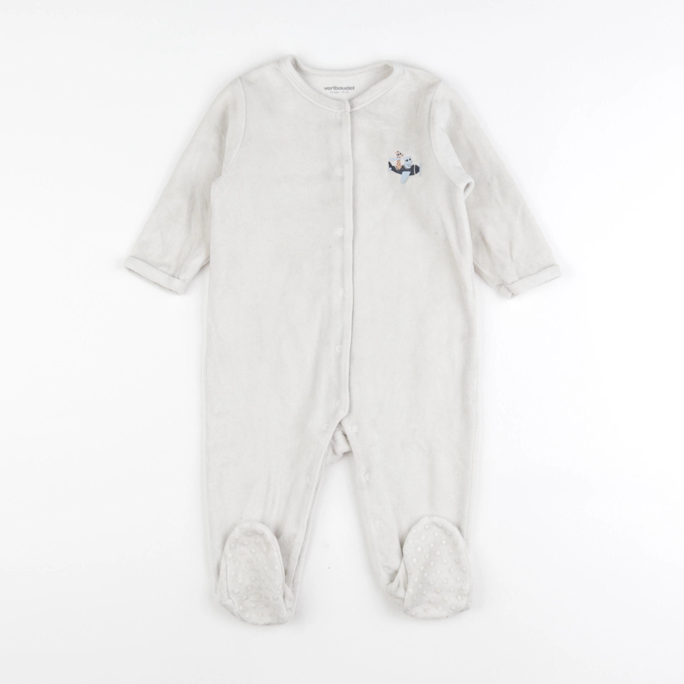 Vertbaudet - pyjama velours beige - 12 mois