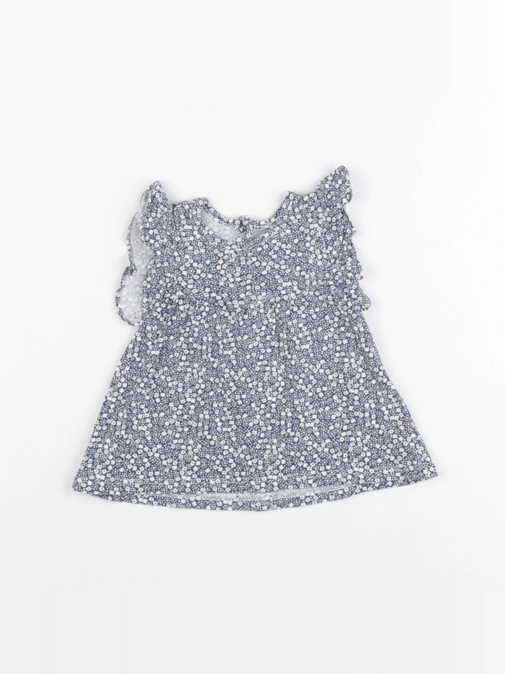 Vertbaudet - tee-shirt blanc, bleu - 6 mois