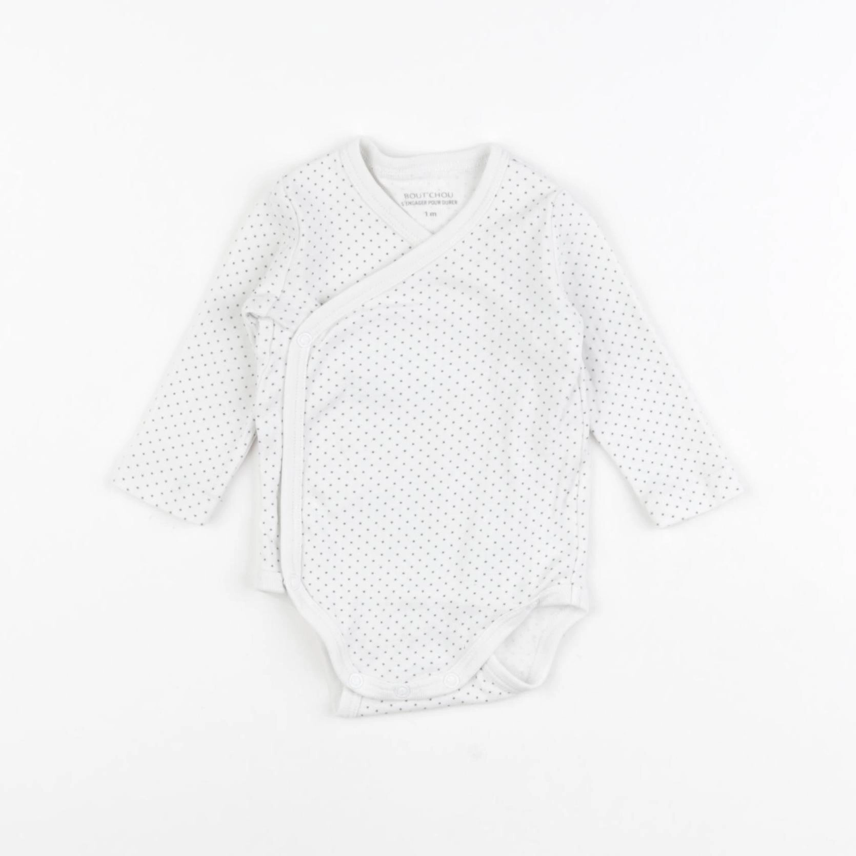 Boutchou - body blanc, gris - 1 mois