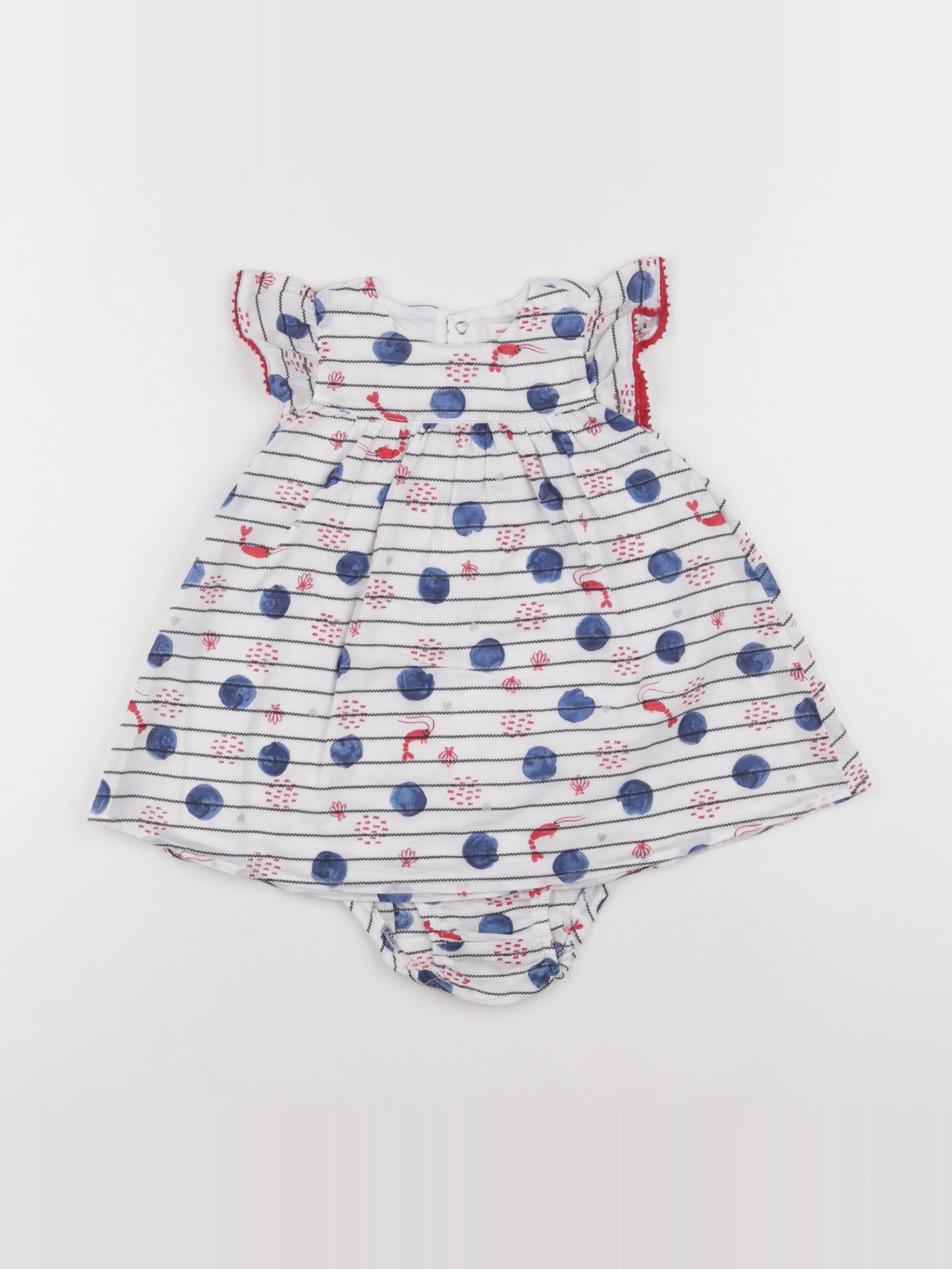Catimini - robe blanc, bleu - 12 mois