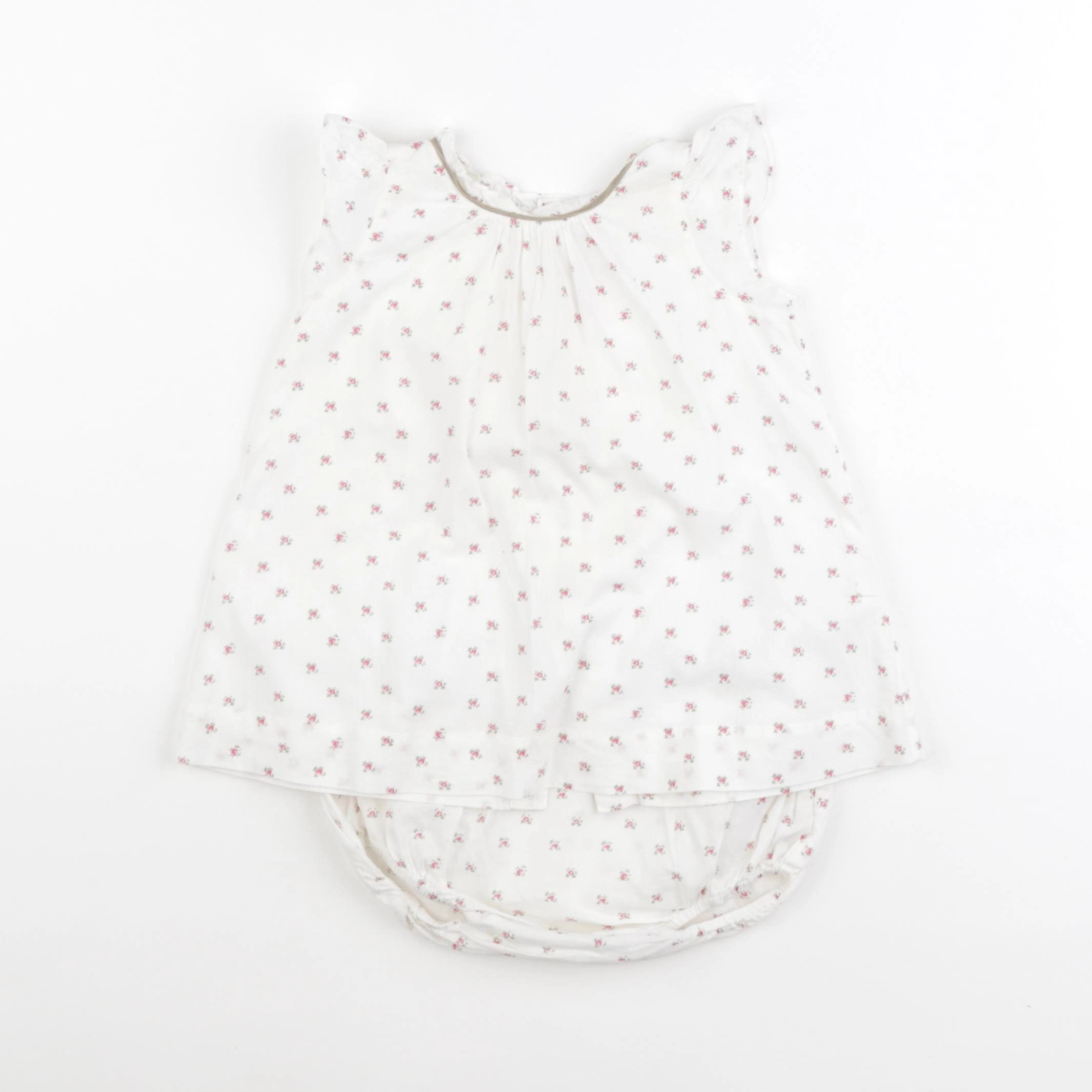 Bonpoint - robe blanc, rose - 6 mois