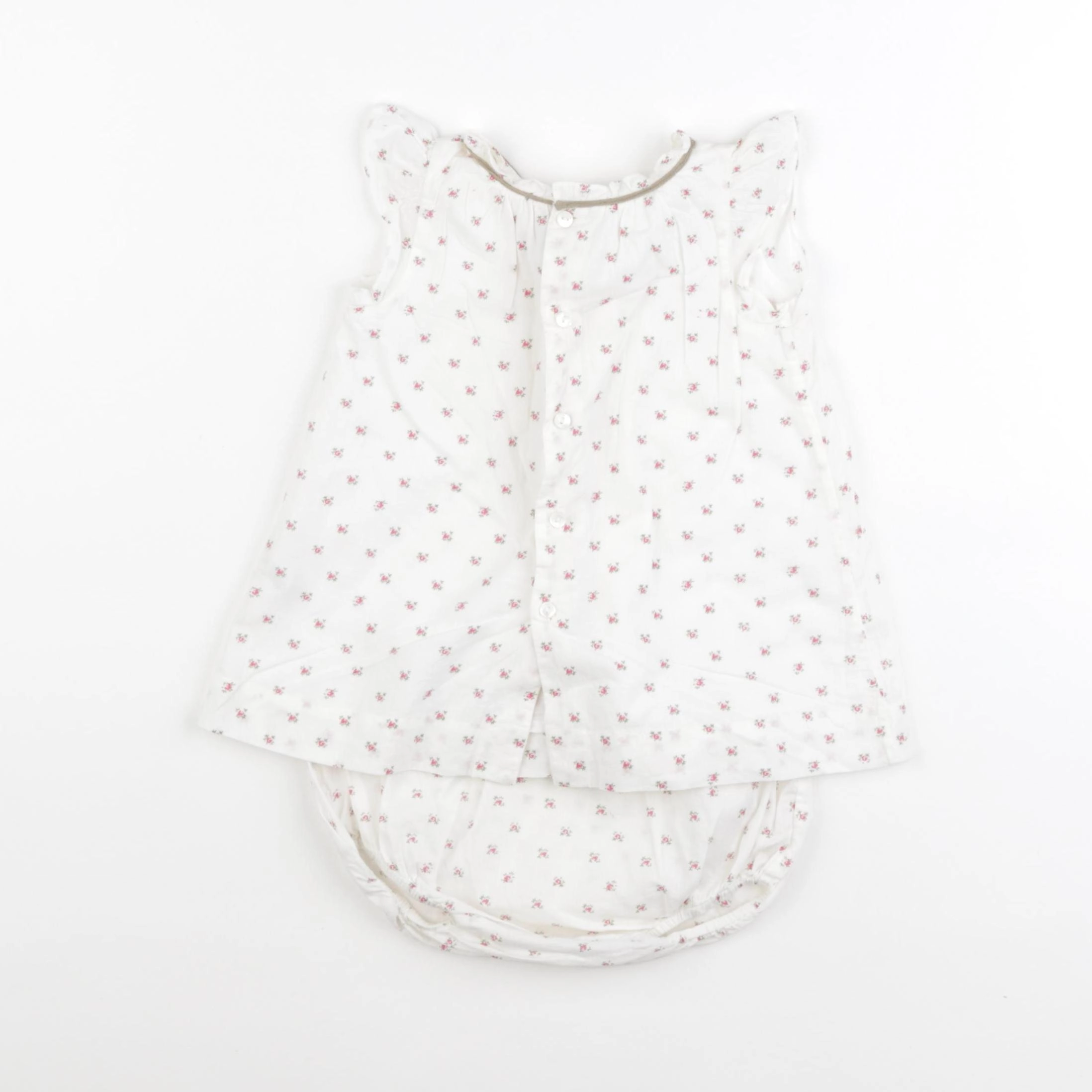 Bonpoint - robe blanc, rose - 6 mois