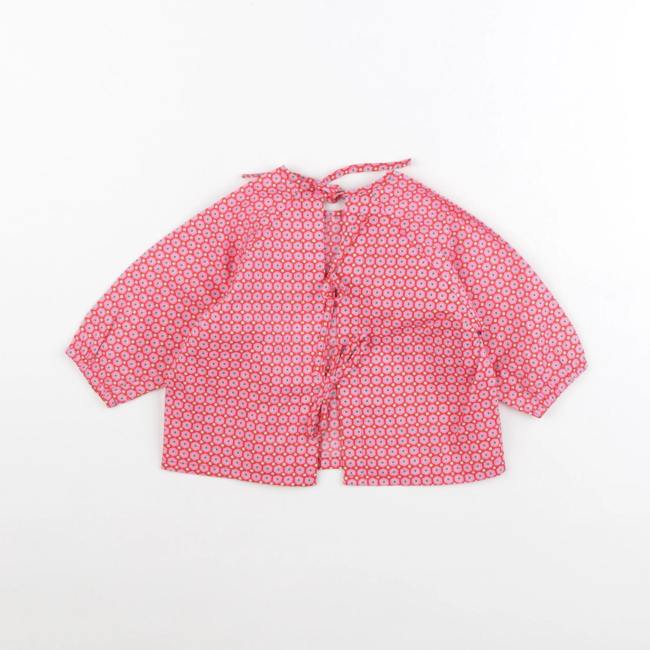 Petit Pan - blouse rouge, rose - 3 mois