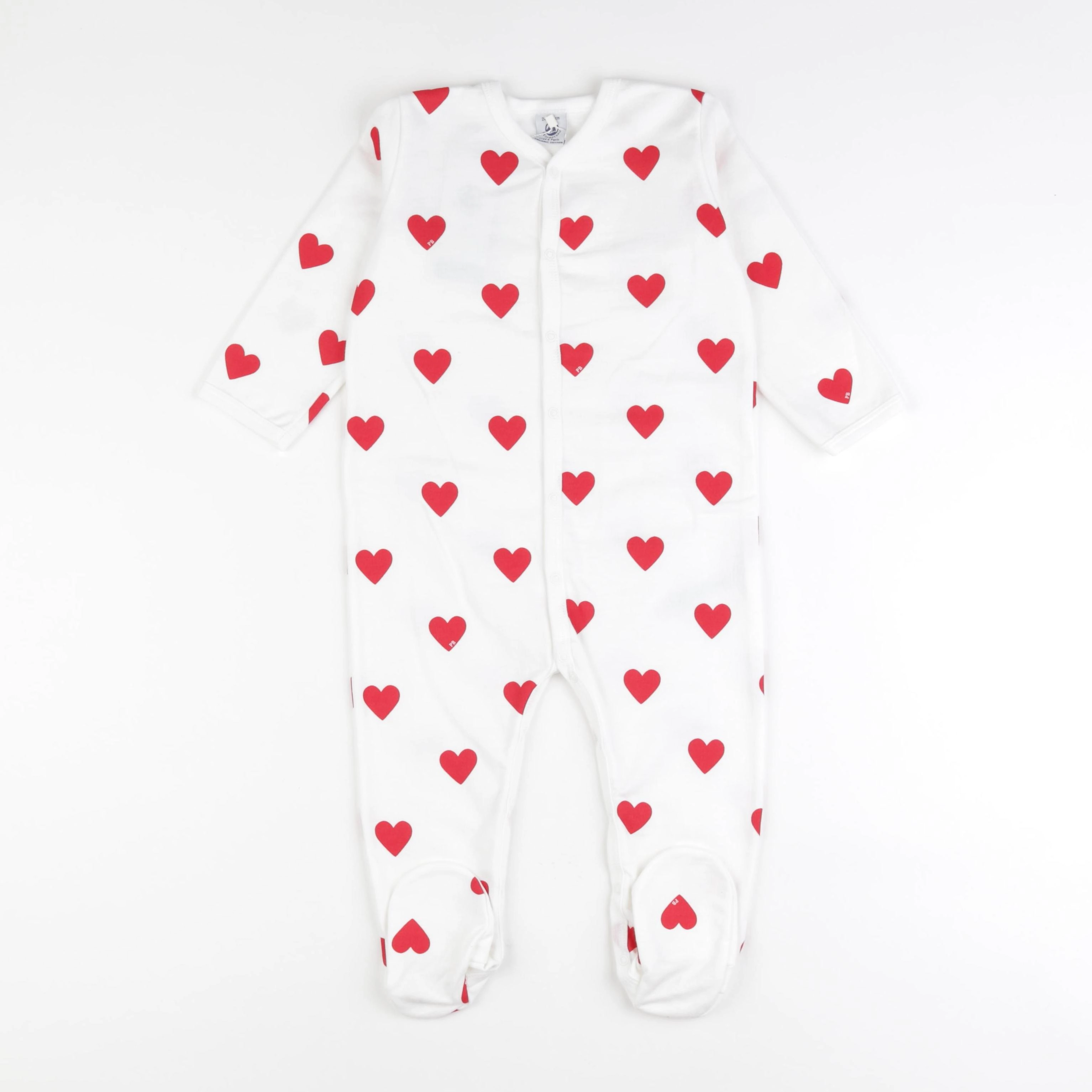 Petit Bateau - pyjama coton blanc, rouge - 18 mois
