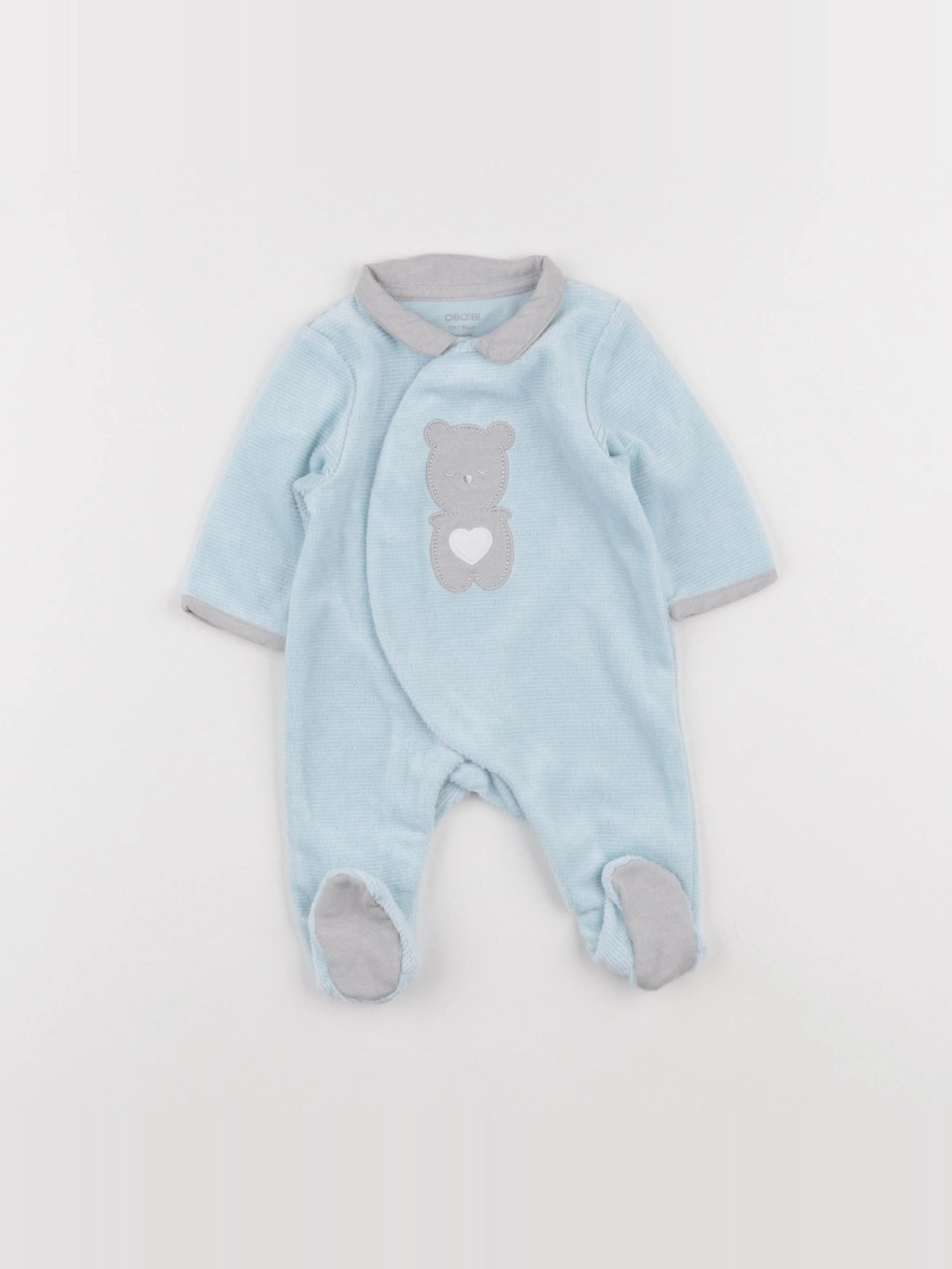Obaïbi - pyjama velours bleu - 0 mois