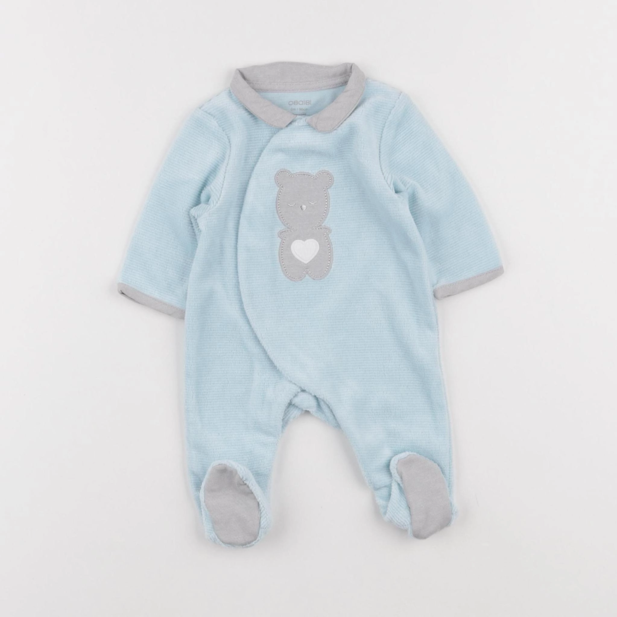 Obaïbi - pyjama velours bleu - 0 mois