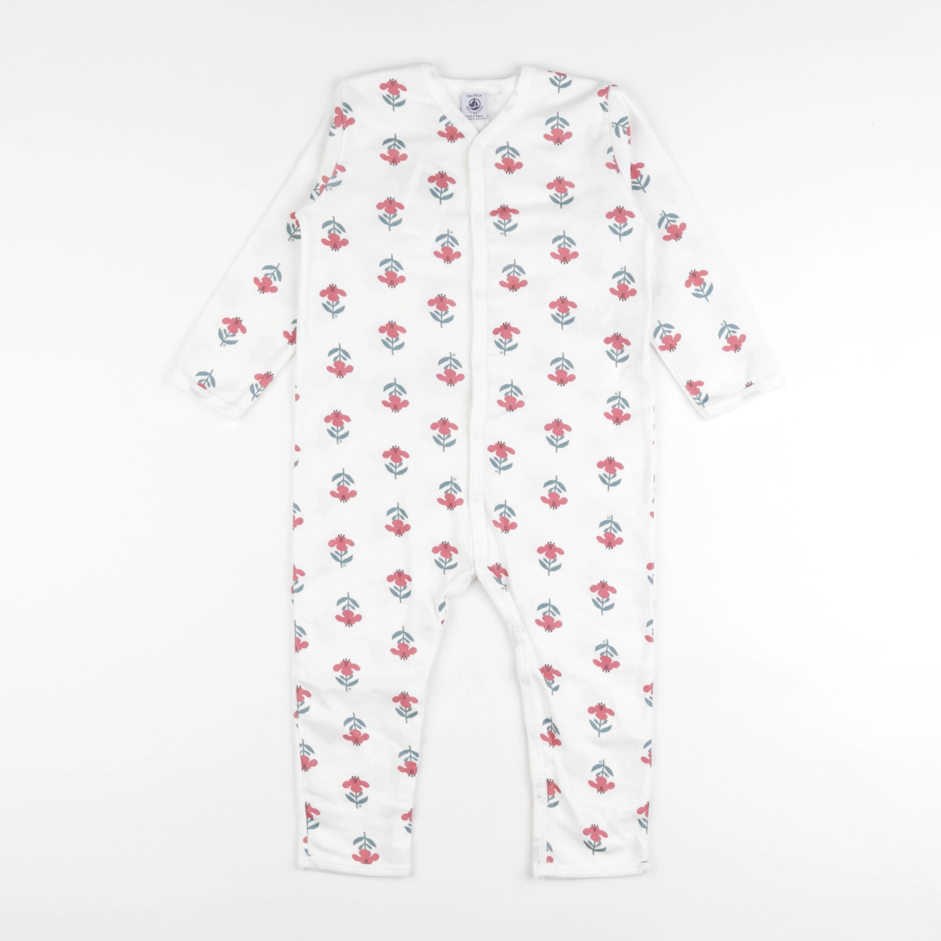 Petit Bateau - pyjama coton blanc, rouge - 36 mois