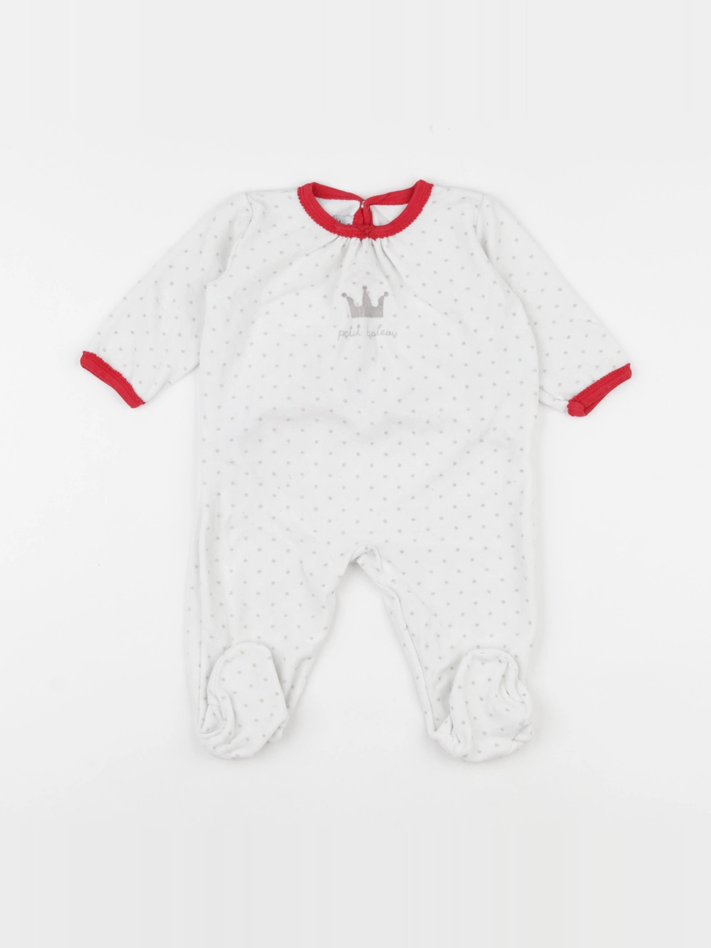 Petit Bateau - pyjama velours blanc - 9 mois