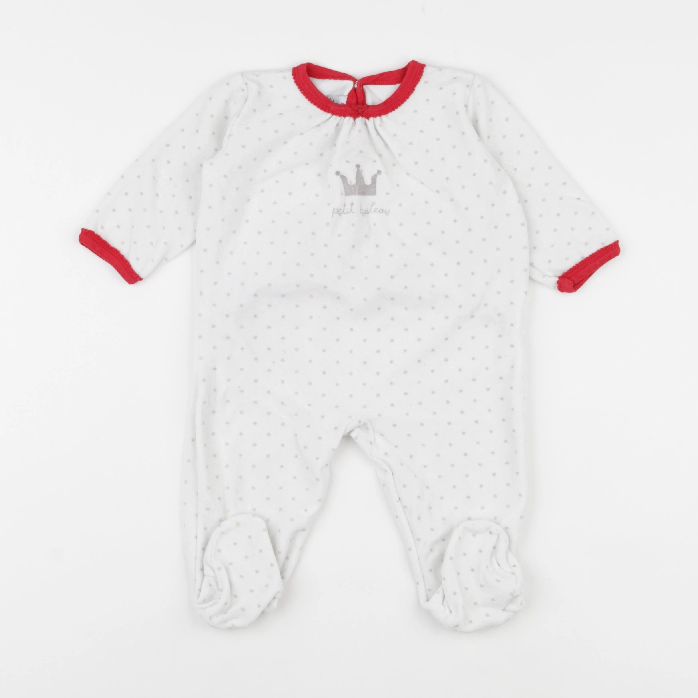 Petit Bateau - pyjama velours blanc - 9 mois