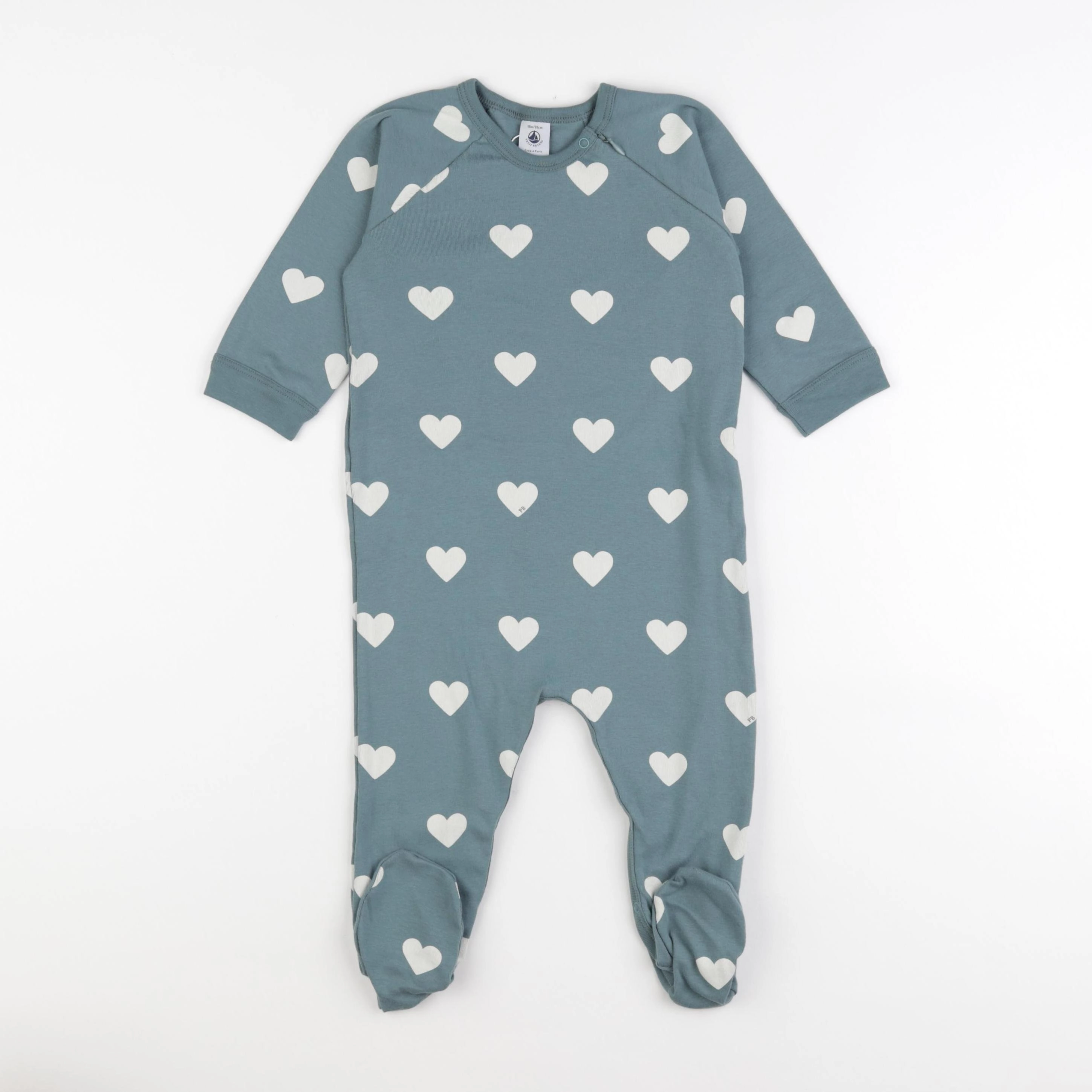 Petit Bateau - pyjama coton vert, blanc - 18 mois