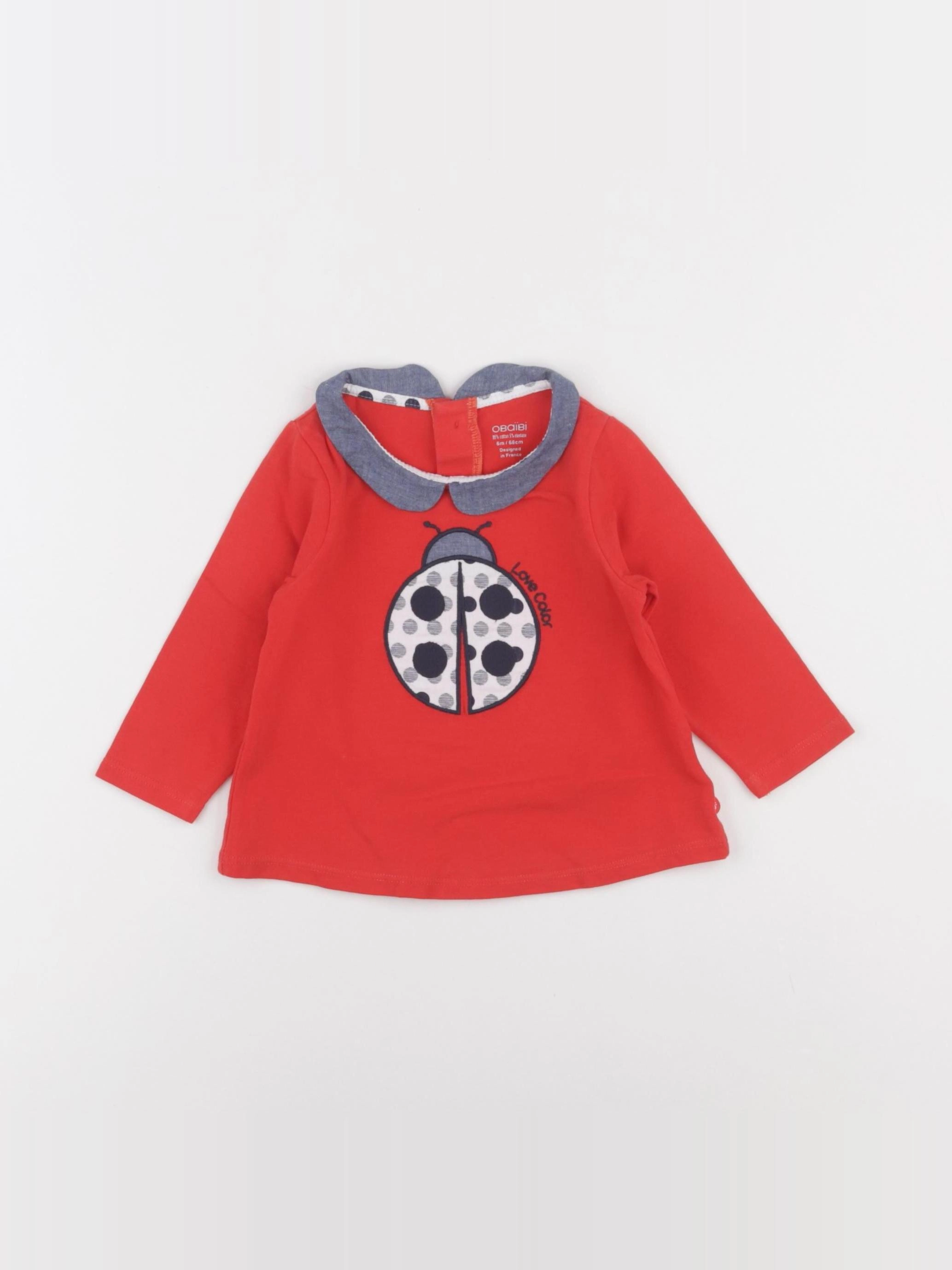 Obaïbi - tee-shirt rouge - 6 mois
