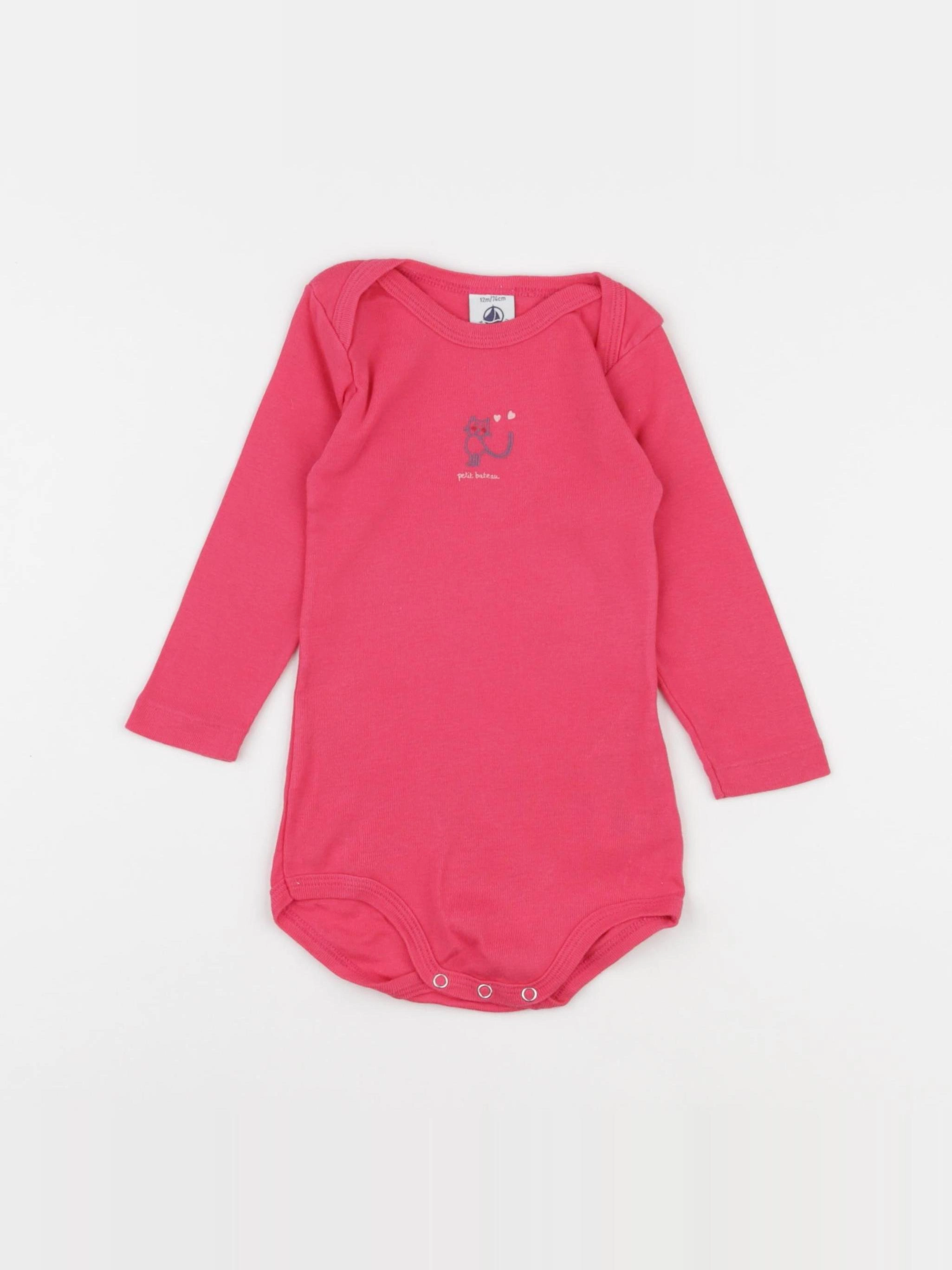 Petit Bateau - body rose - 12 mois