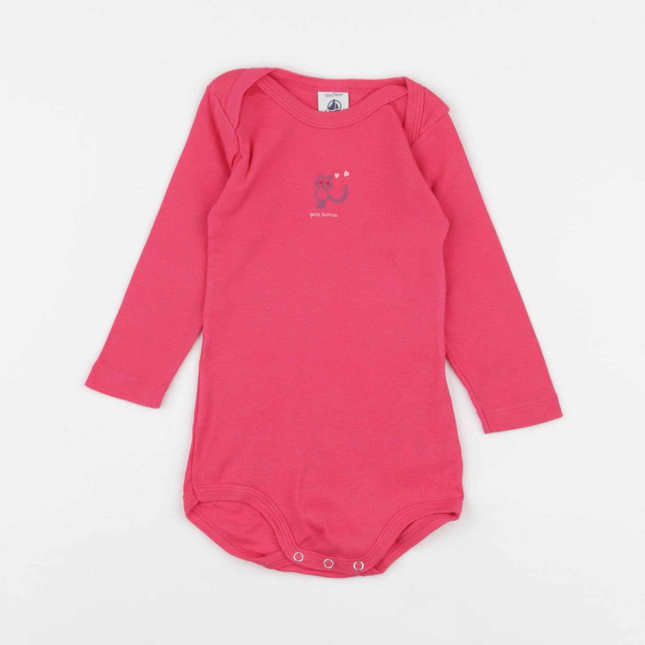 Petit Bateau - body rose - 12 mois
