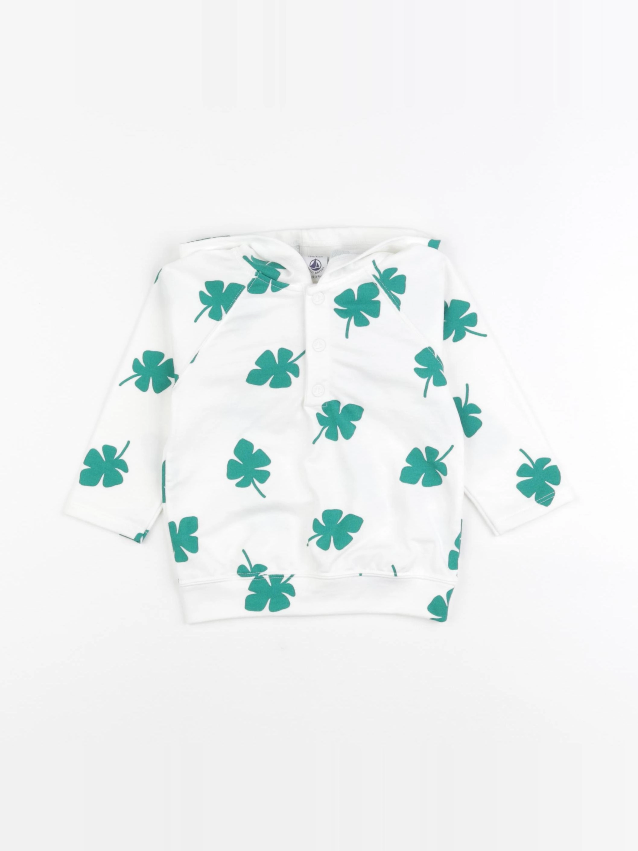 Petit Bateau - sweat blanc, vert - 12 mois