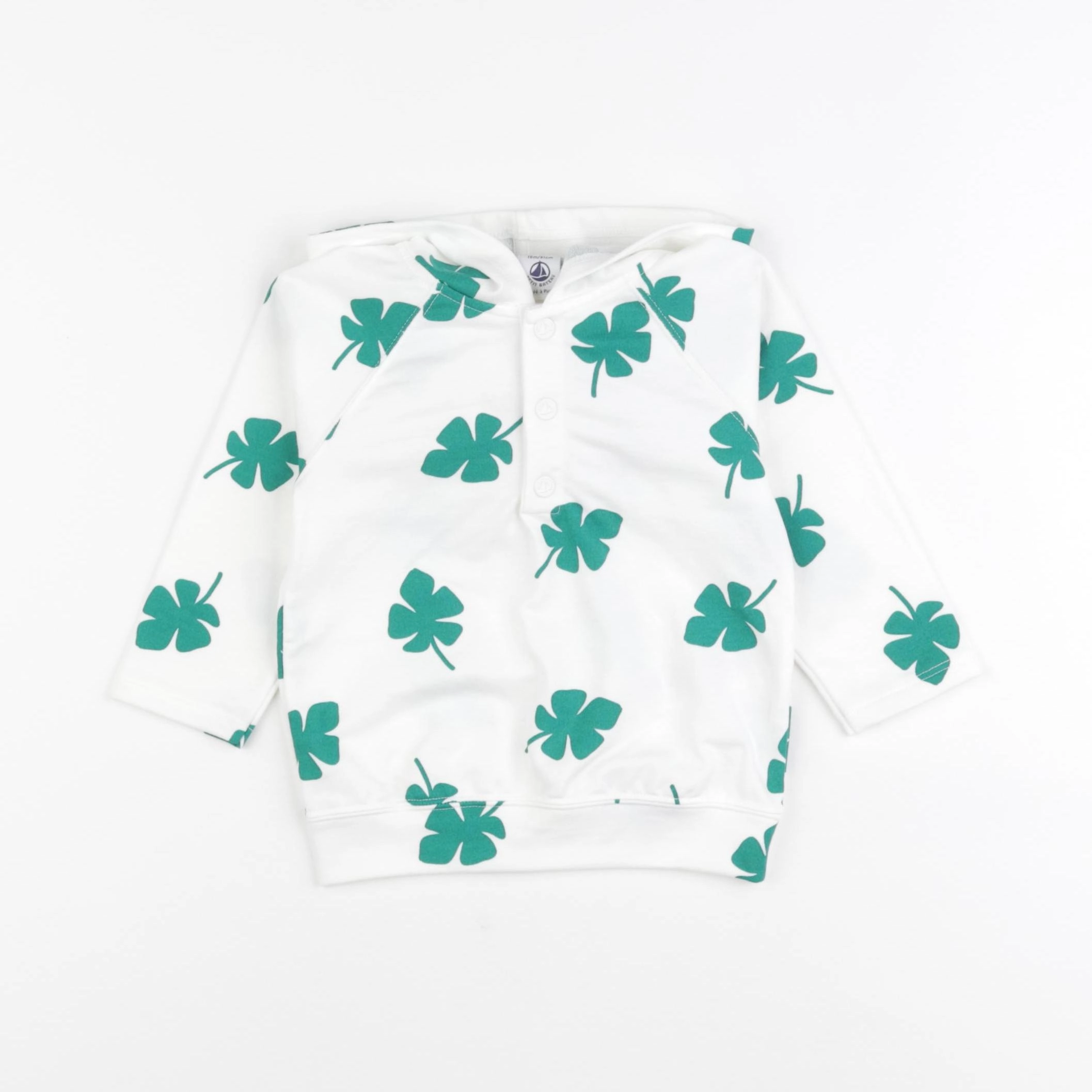 Petit Bateau - sweat blanc, vert - 12 mois