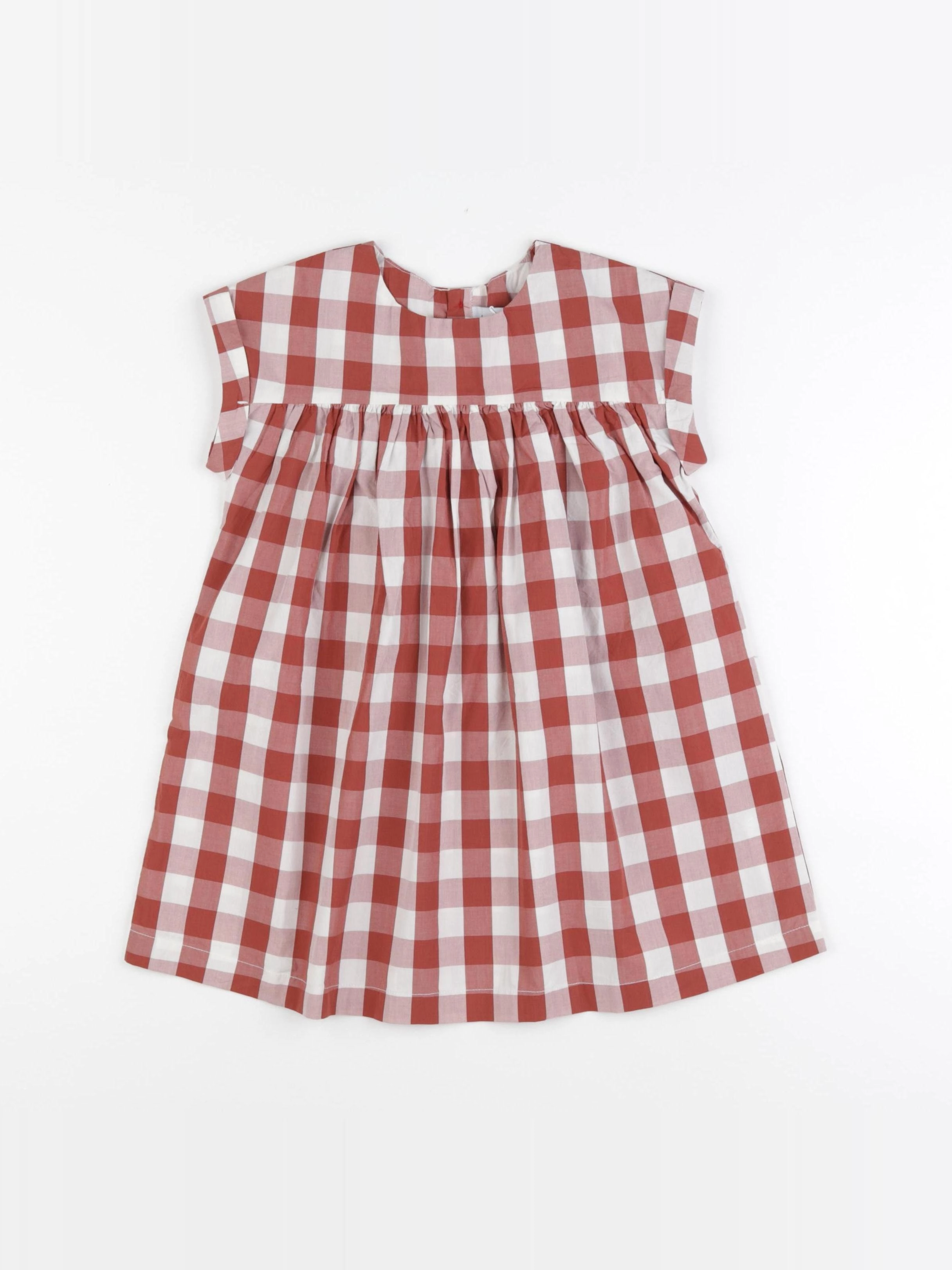 Petit Bateau - robe blanc, rouge - 12 mois