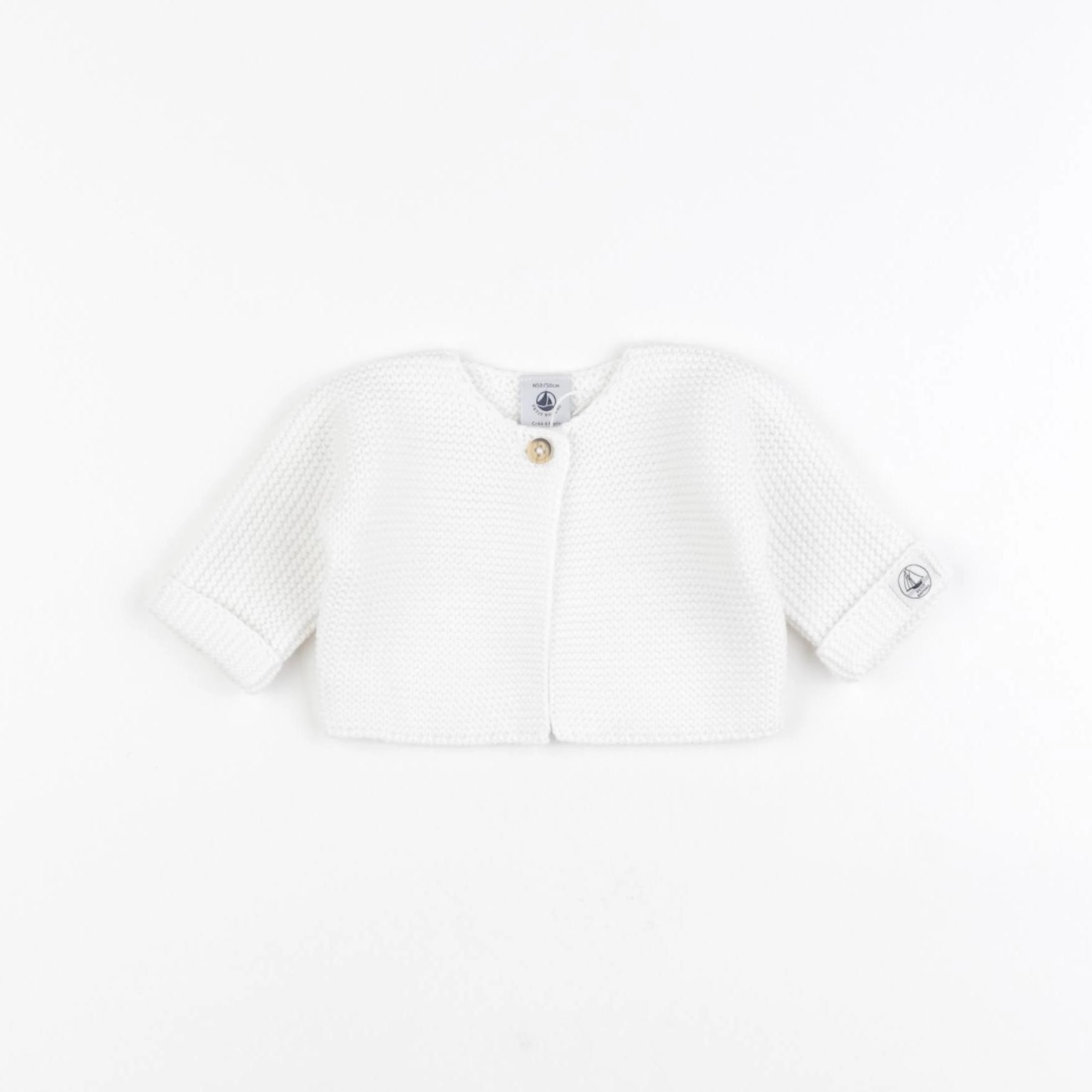 Petit Bateau - gilet blanc - 0 mois
