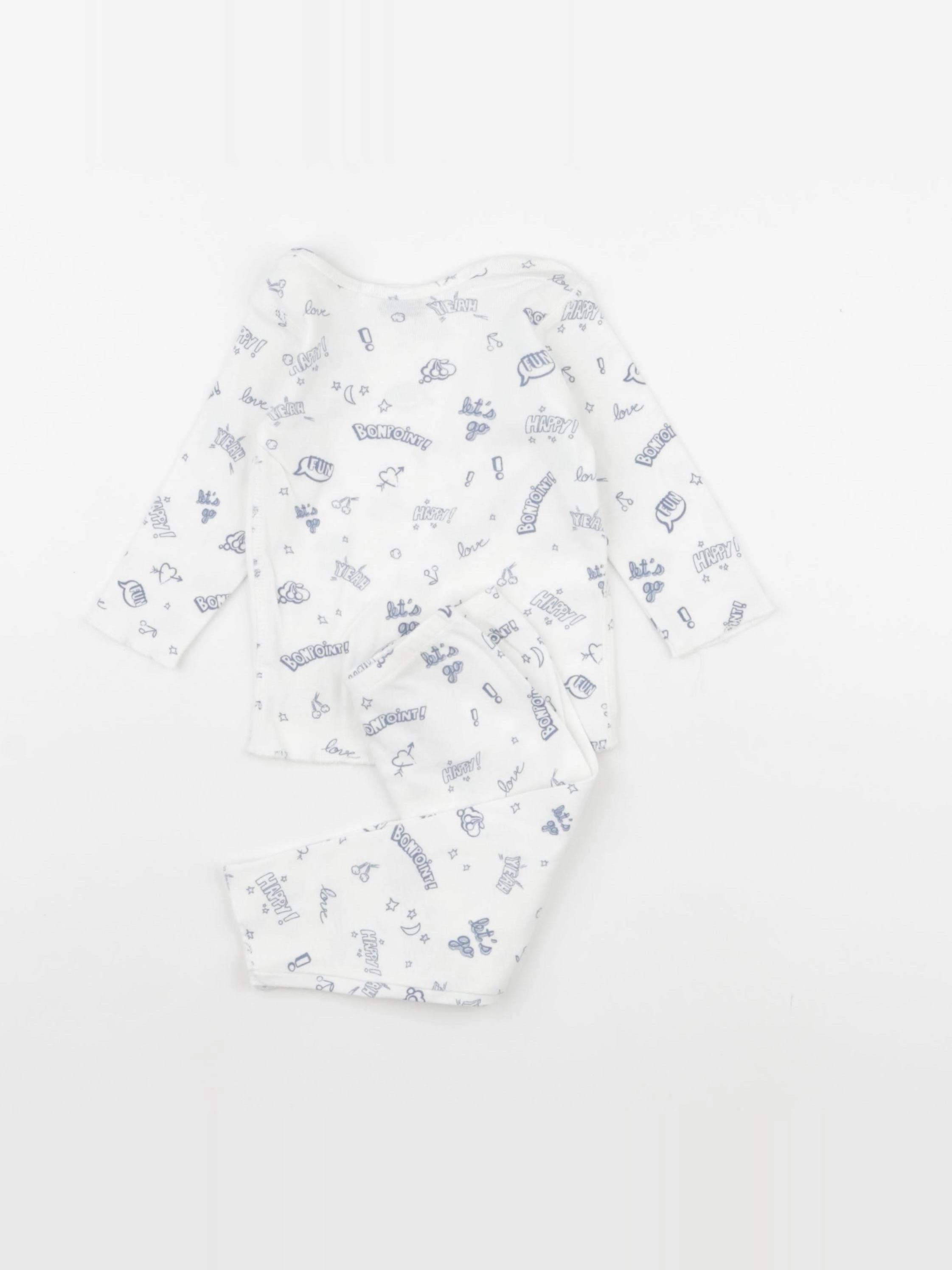 Bonpoint - pyjama coton blanc, bleu - 6 mois