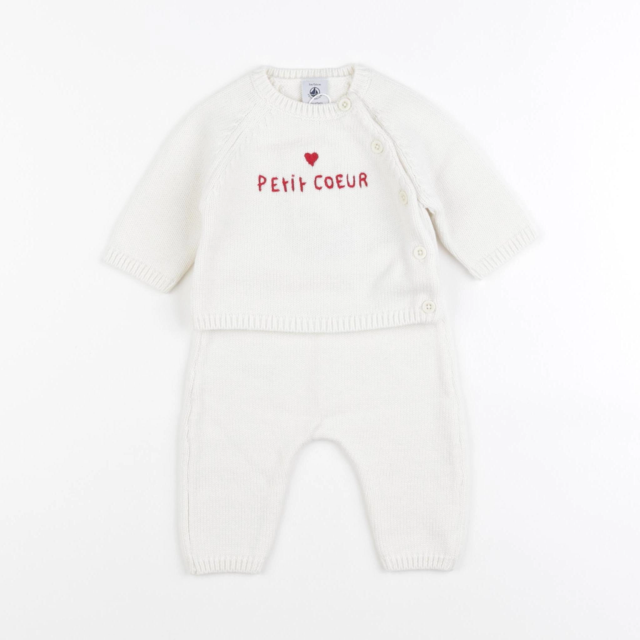 Petit Bateau - ensemble beige - 6 mois