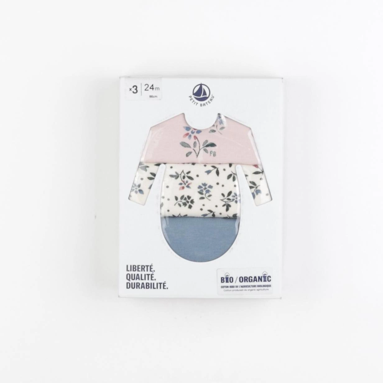 Petit Bateau - lot de 3 bodies en coton multicolore - 18 mois