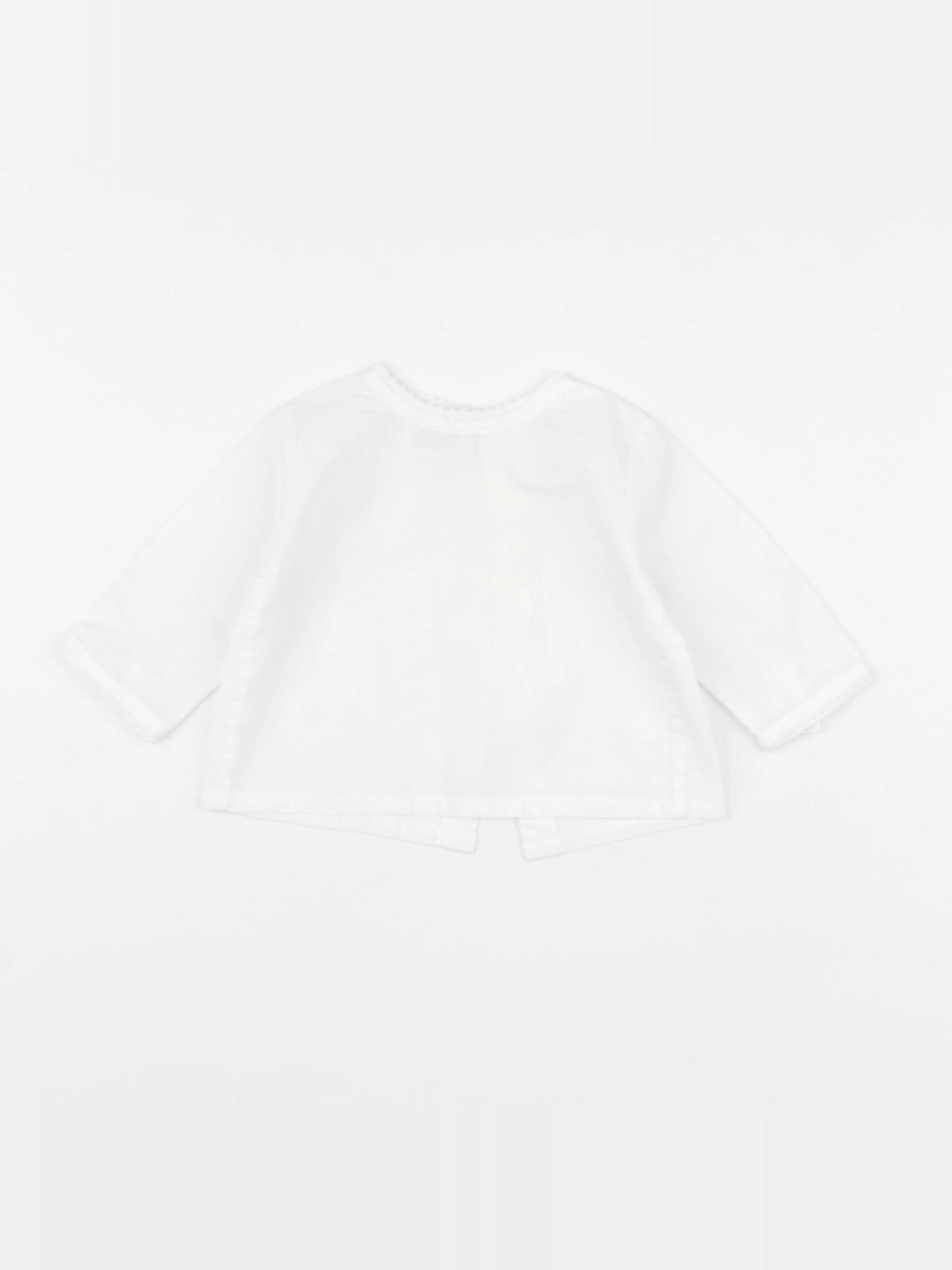 Bonnet à Pompon - blouse blanc - 6 mois