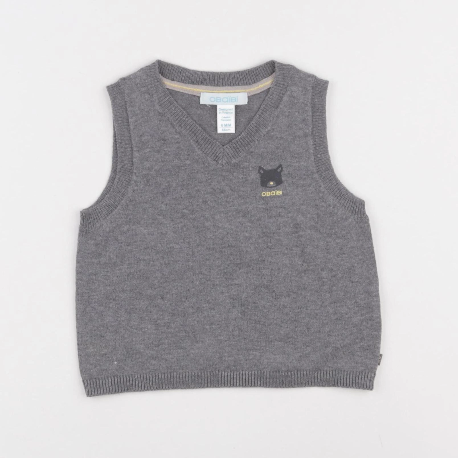 Obaïbi - pull gris - 6 mois