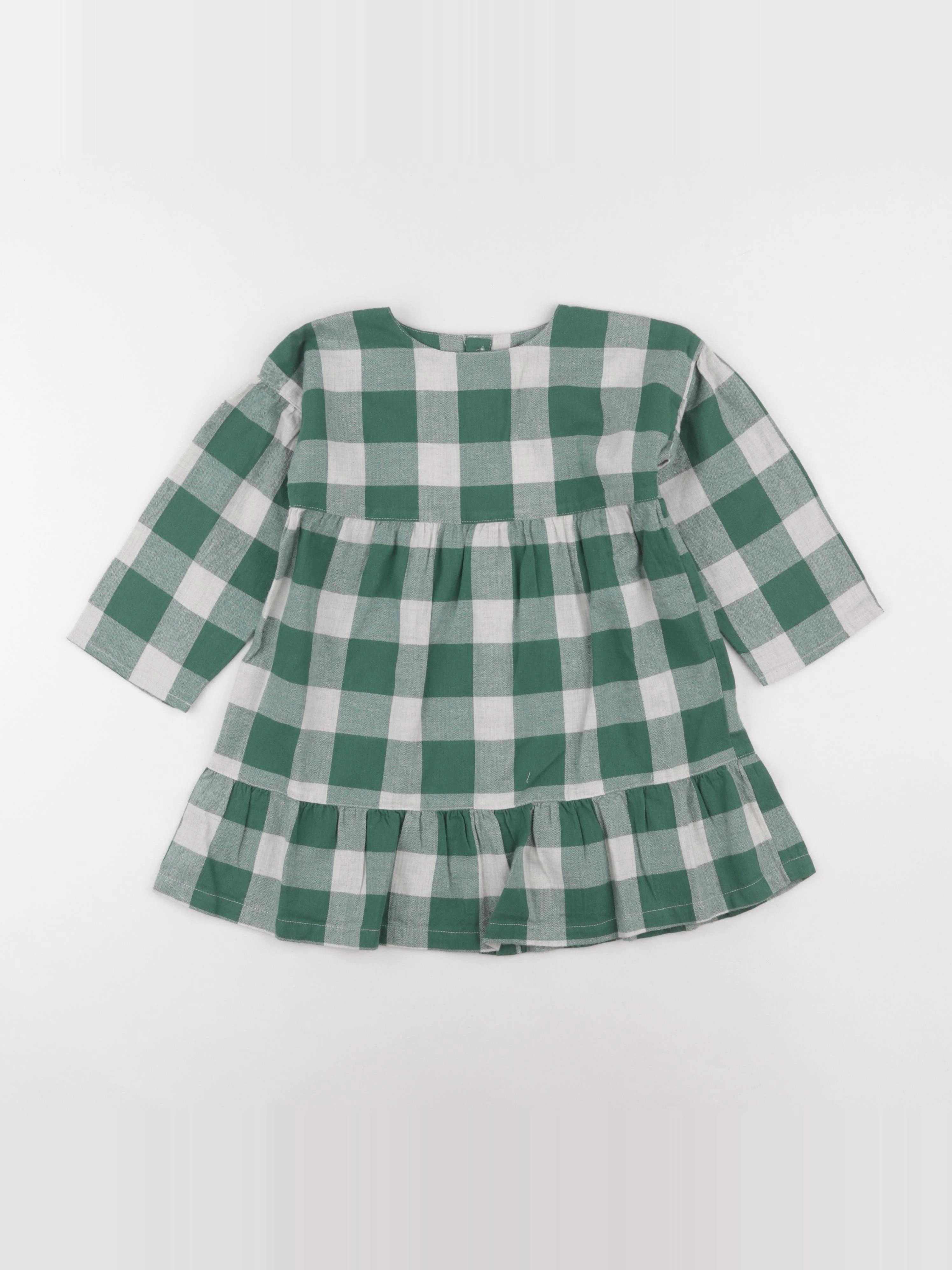 Petit Bateau - robe blanc, vert - 12 mois