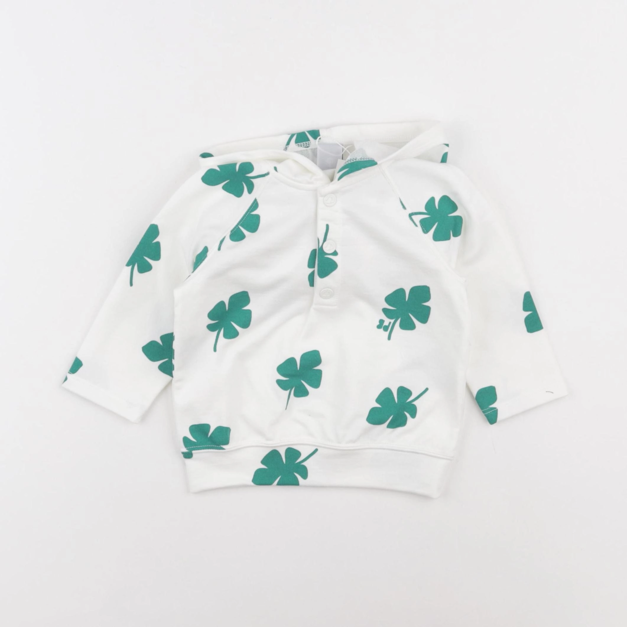 Petit Bateau - sweat blanc, vert - 24 mois