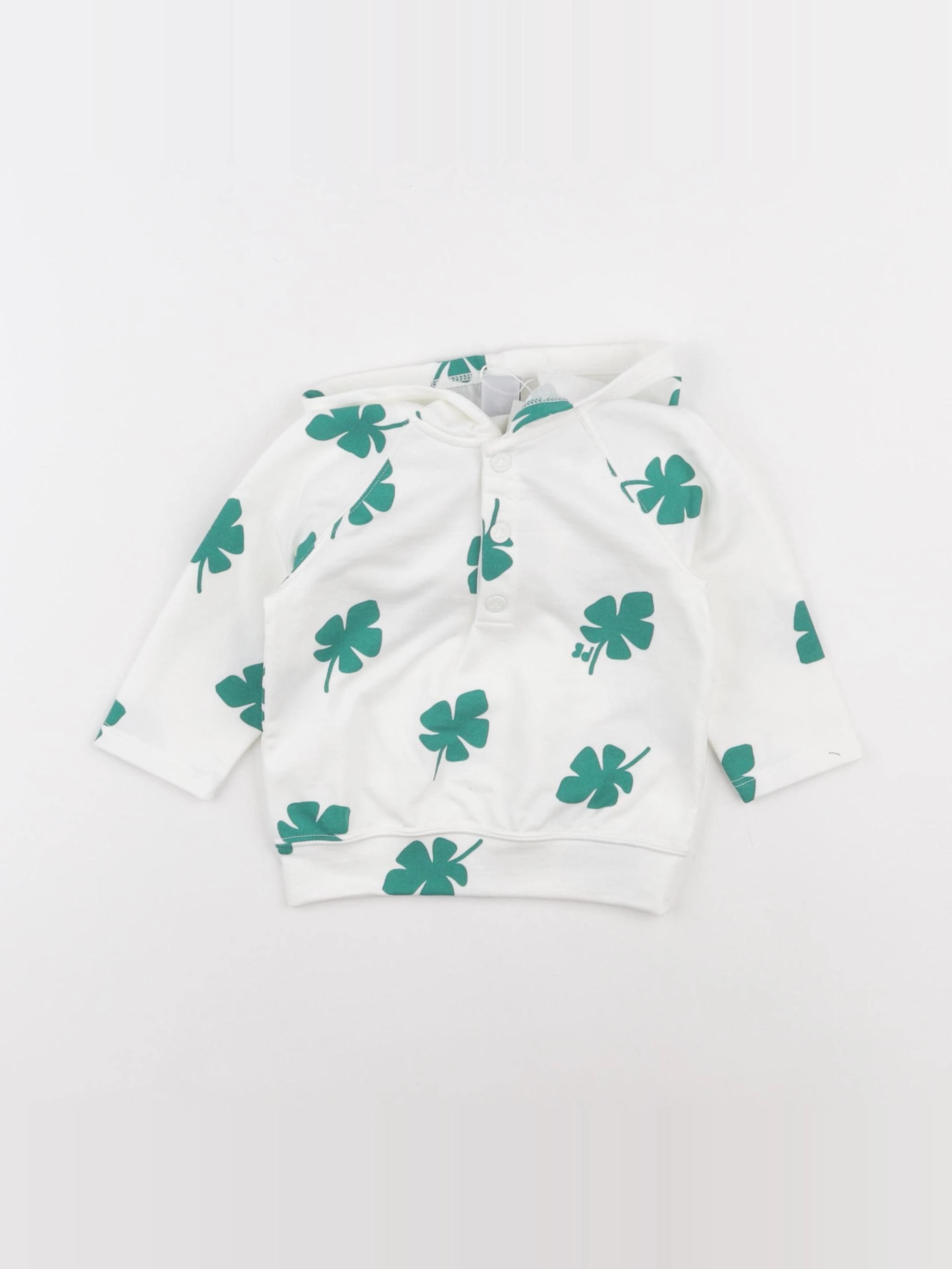 Petit Bateau - sweat blanc, vert - 24 mois