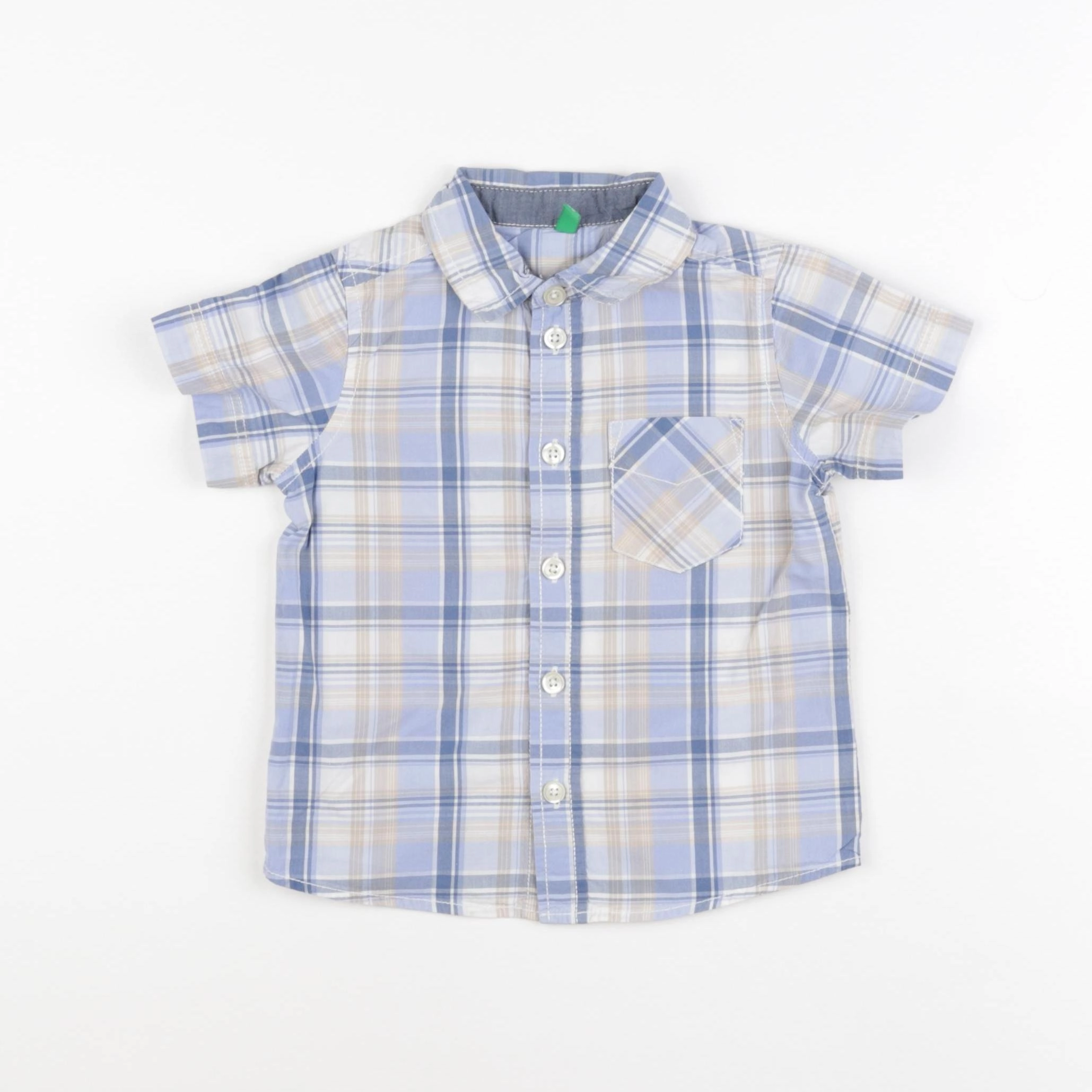 Benetton - chemise imprimé au dos bleu - 1 an