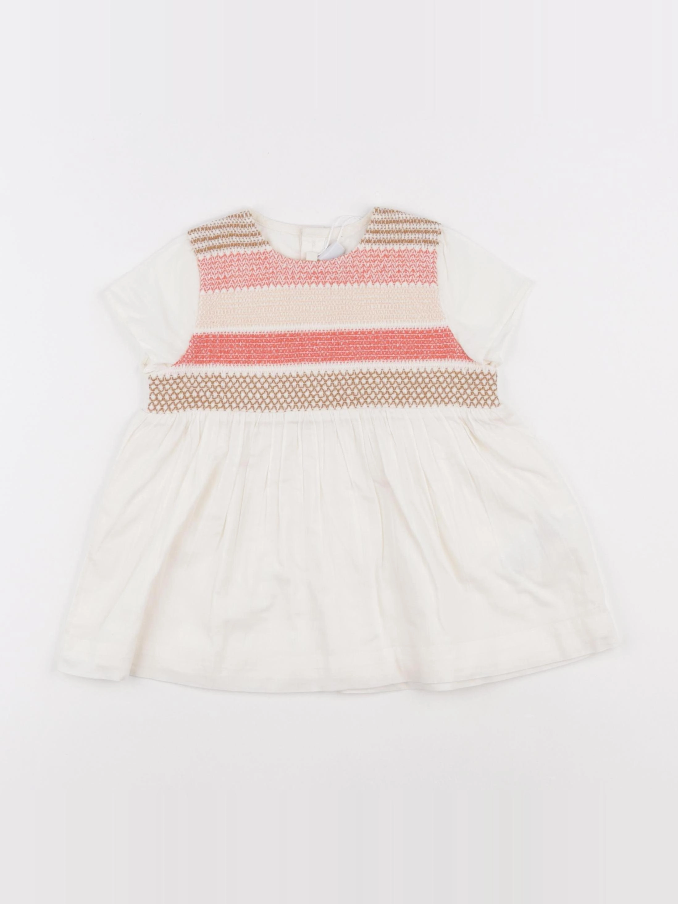 Petit Bateau - robe beige, rose - 12 mois