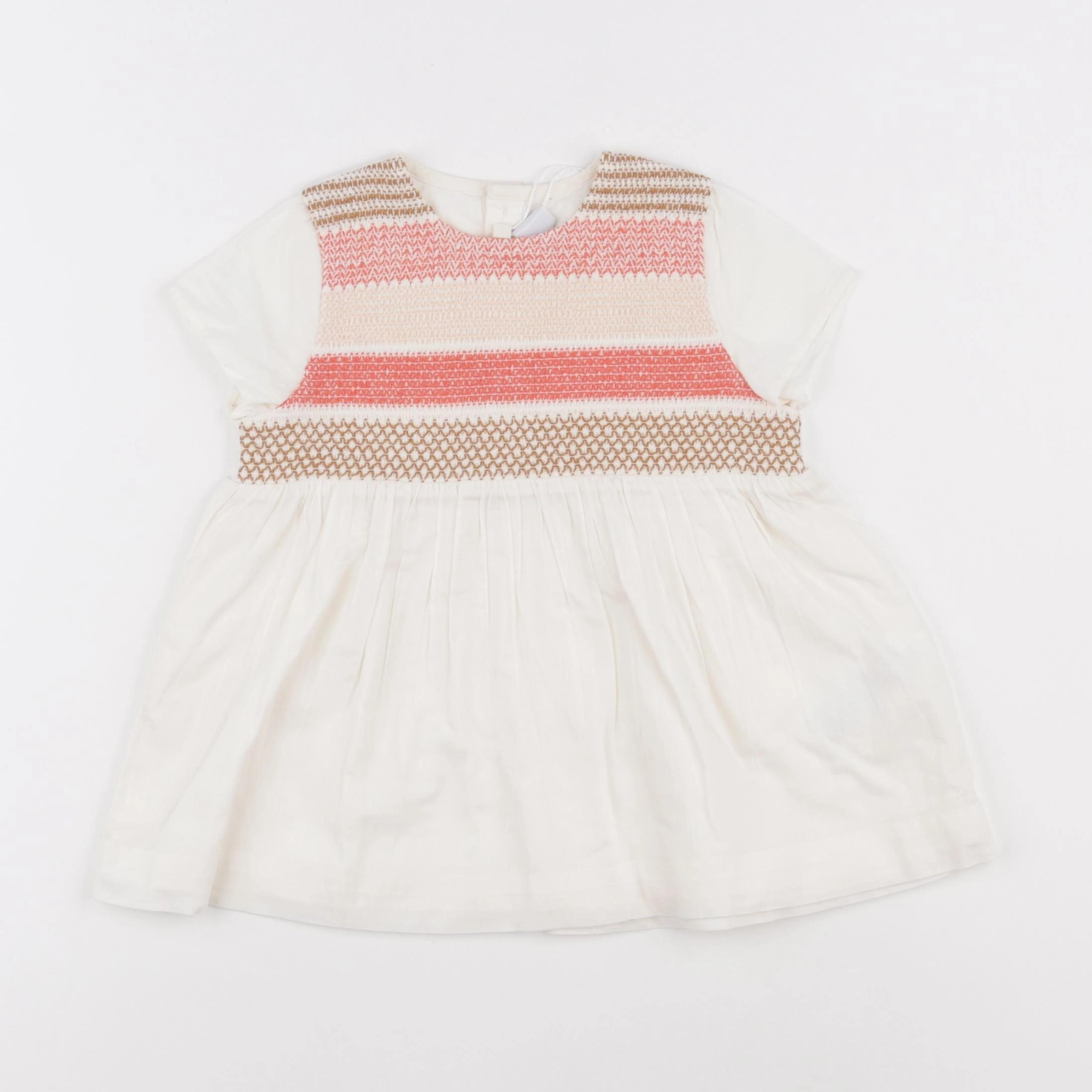Petit Bateau - robe beige, rose - 12 mois