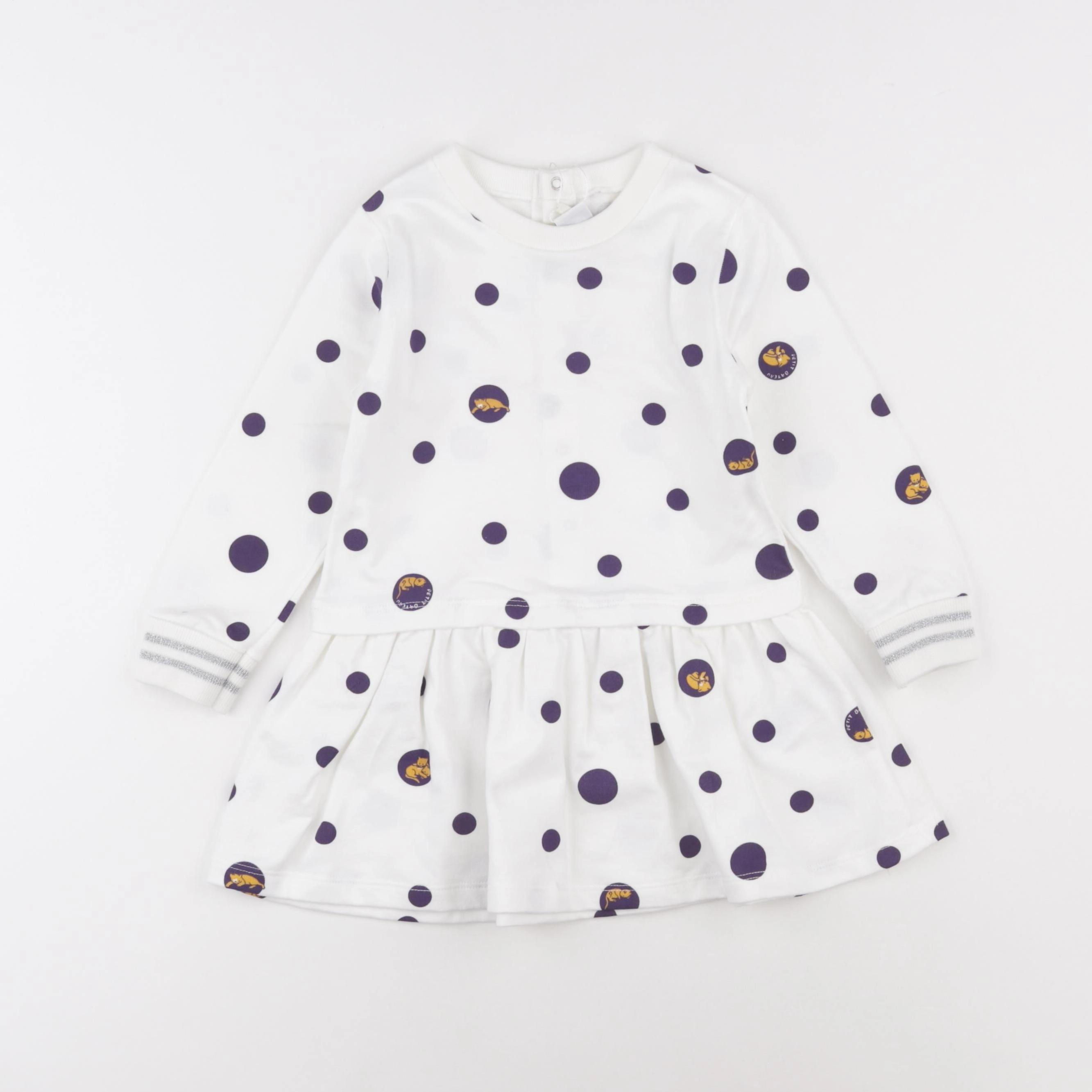 Petit Bateau - robe blanc, violet - 18 mois
