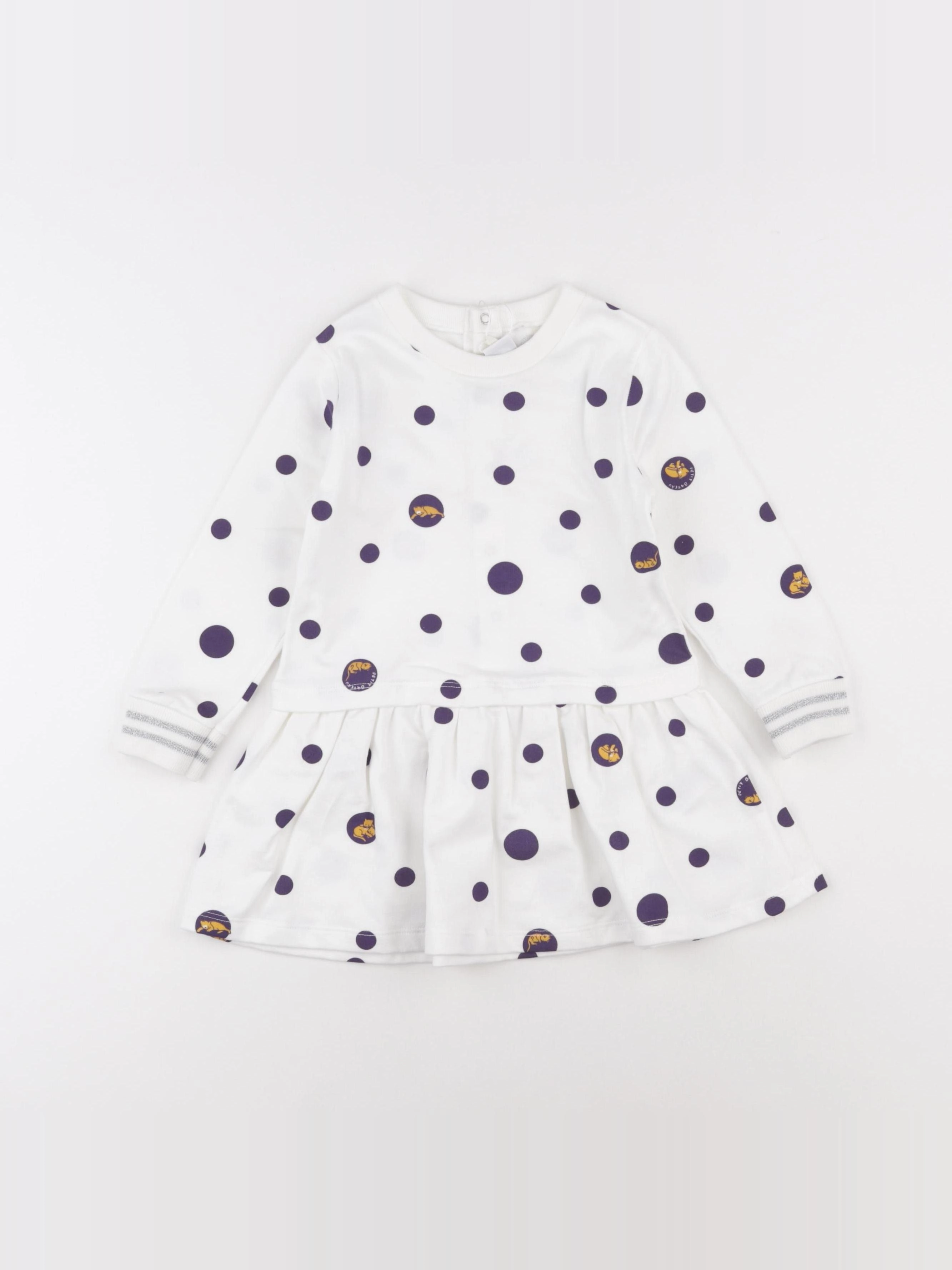 Petit Bateau - robe blanc, violet - 24 mois