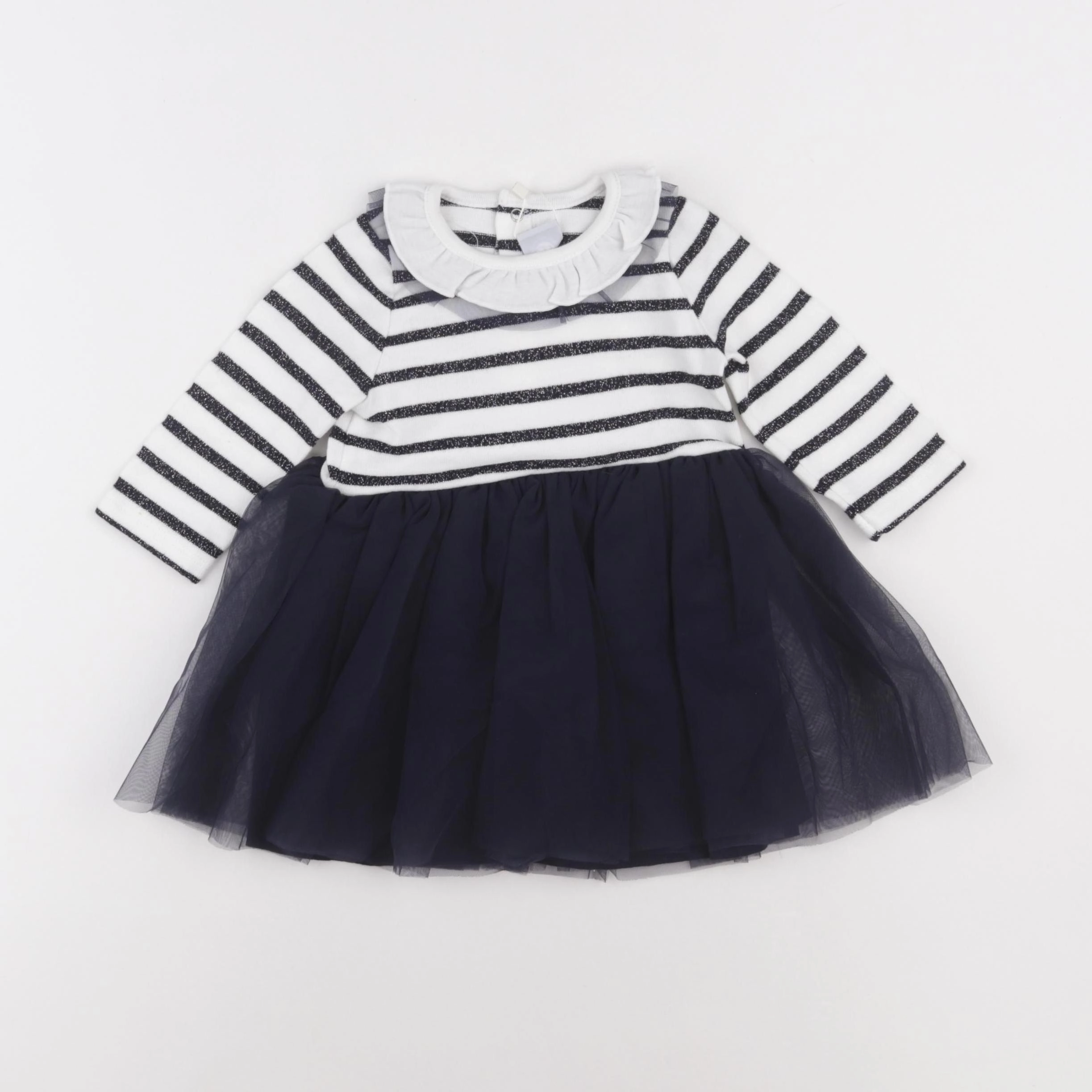 Petit Bateau - robe blanc, bleu - 6 mois
