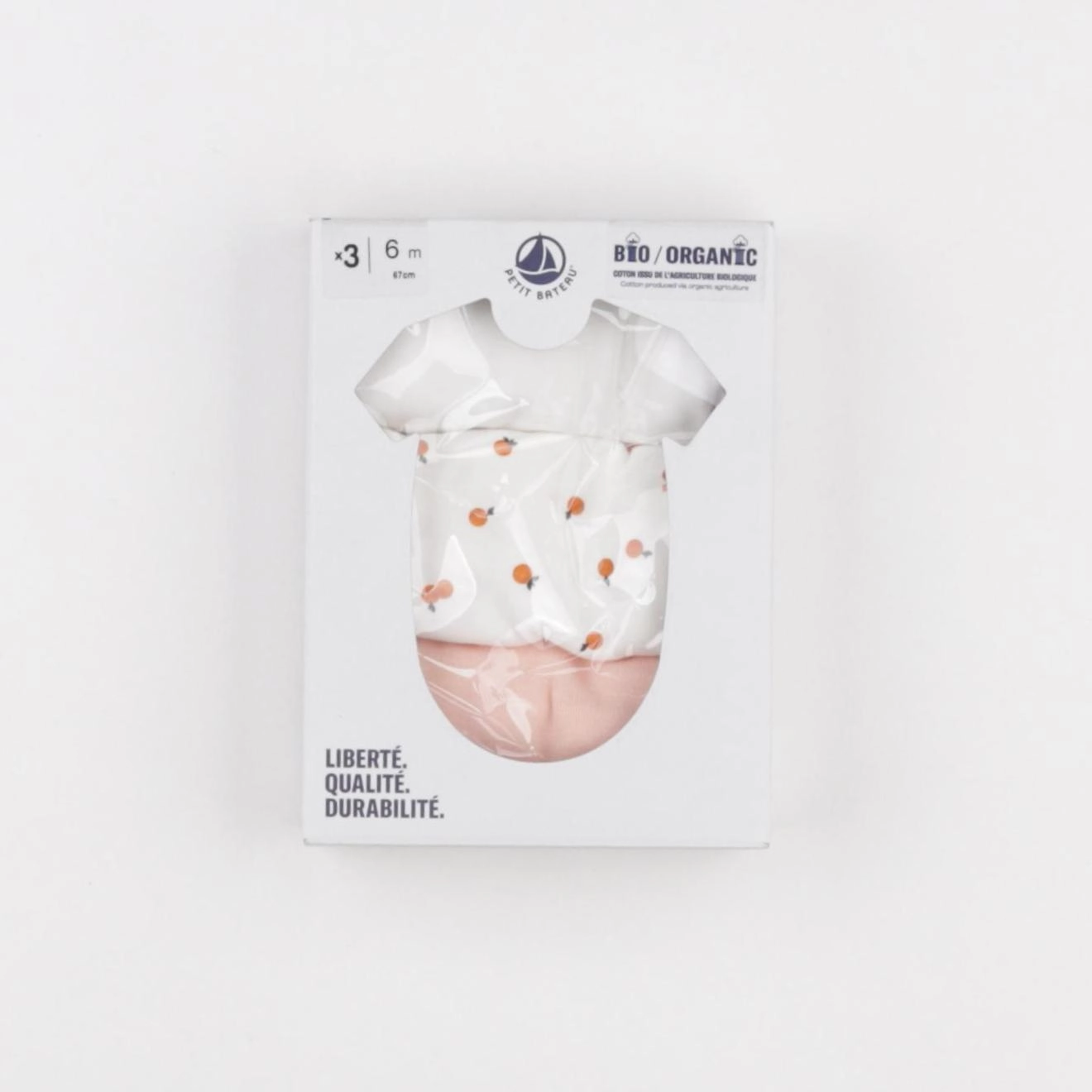 Petit Bateau - lot de 3 bodies en coton beige, rose - 12 mois