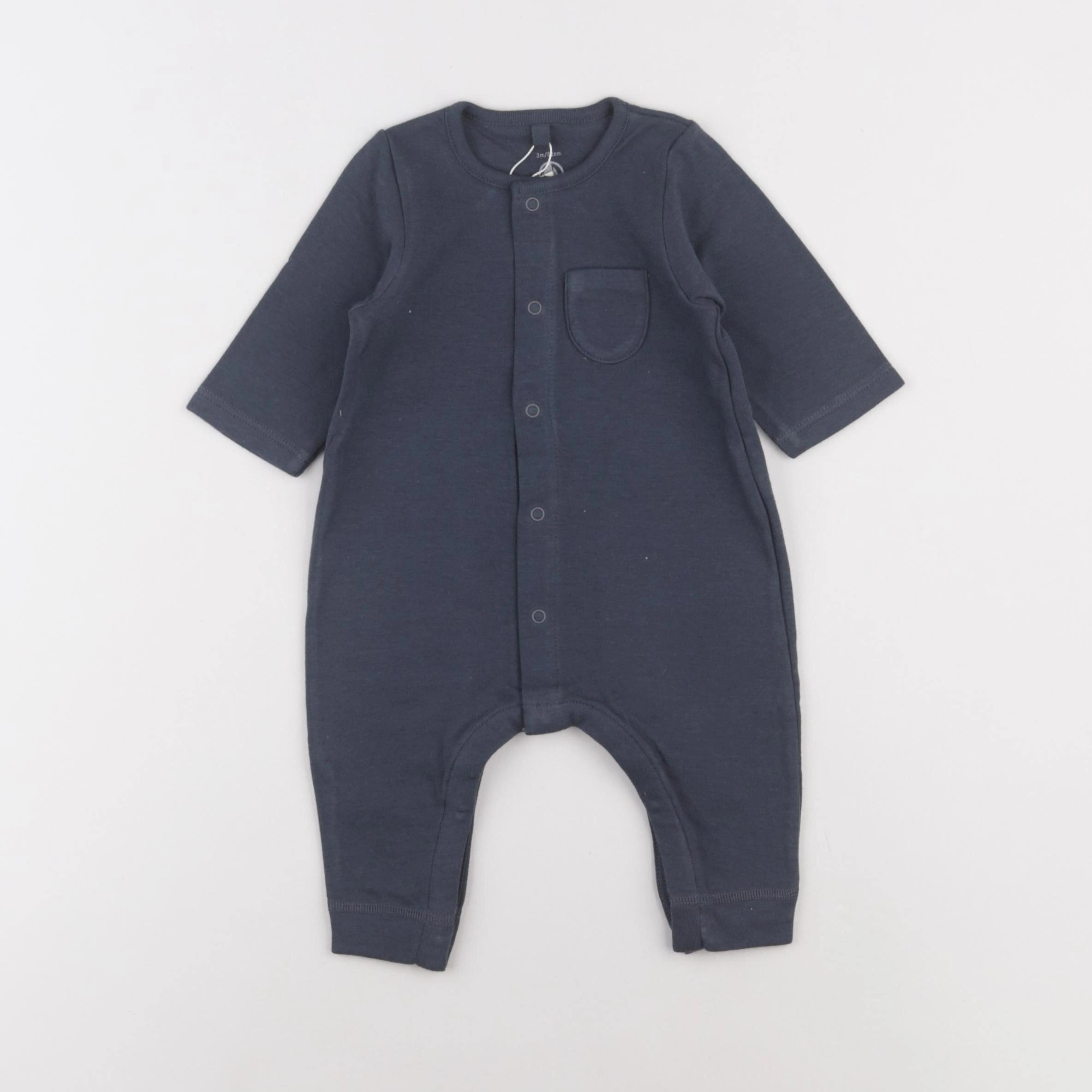 Petit Bateau - pyjama coton bleu - 3 mois