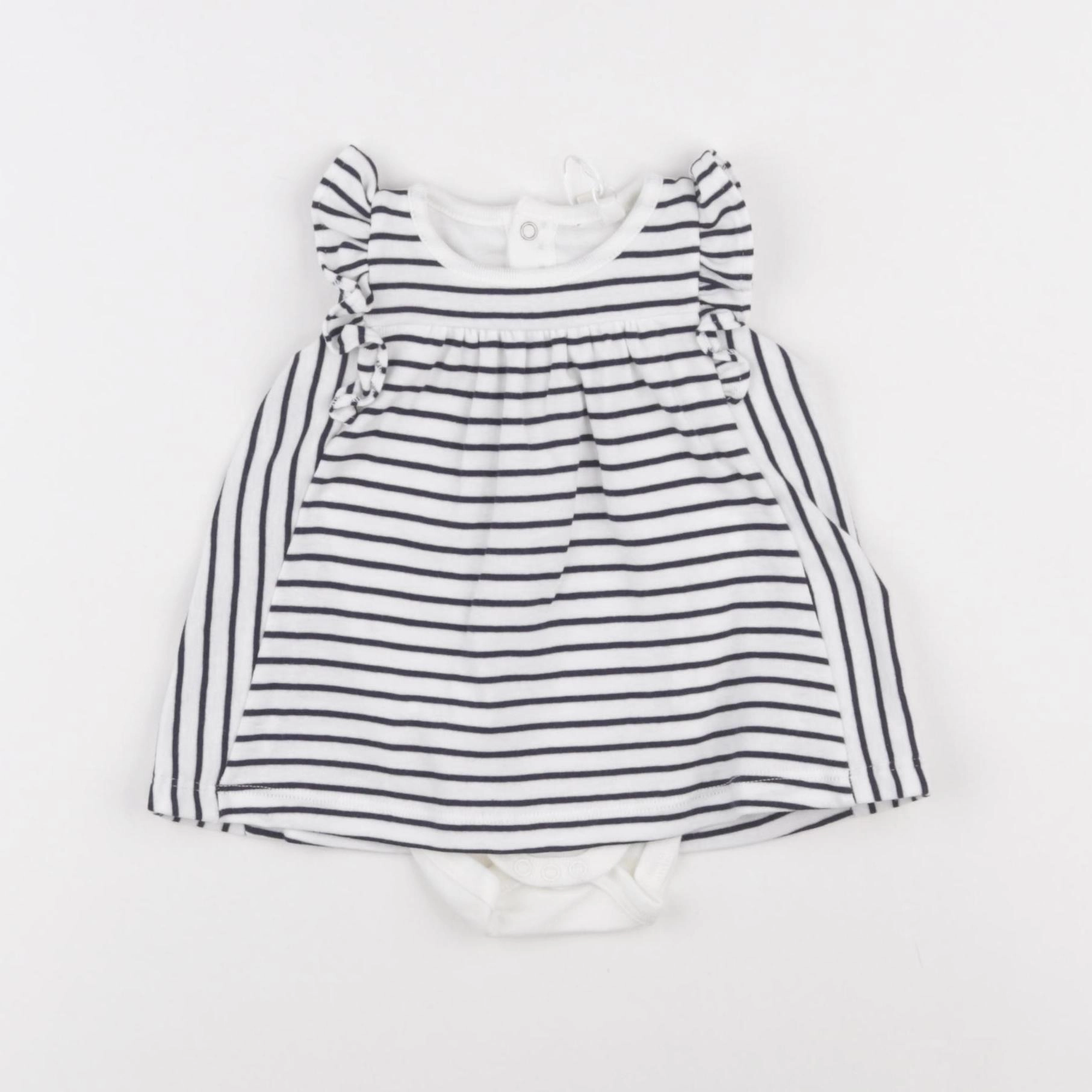 Petit Bateau - body robe bleu, blanc - 1 mois
