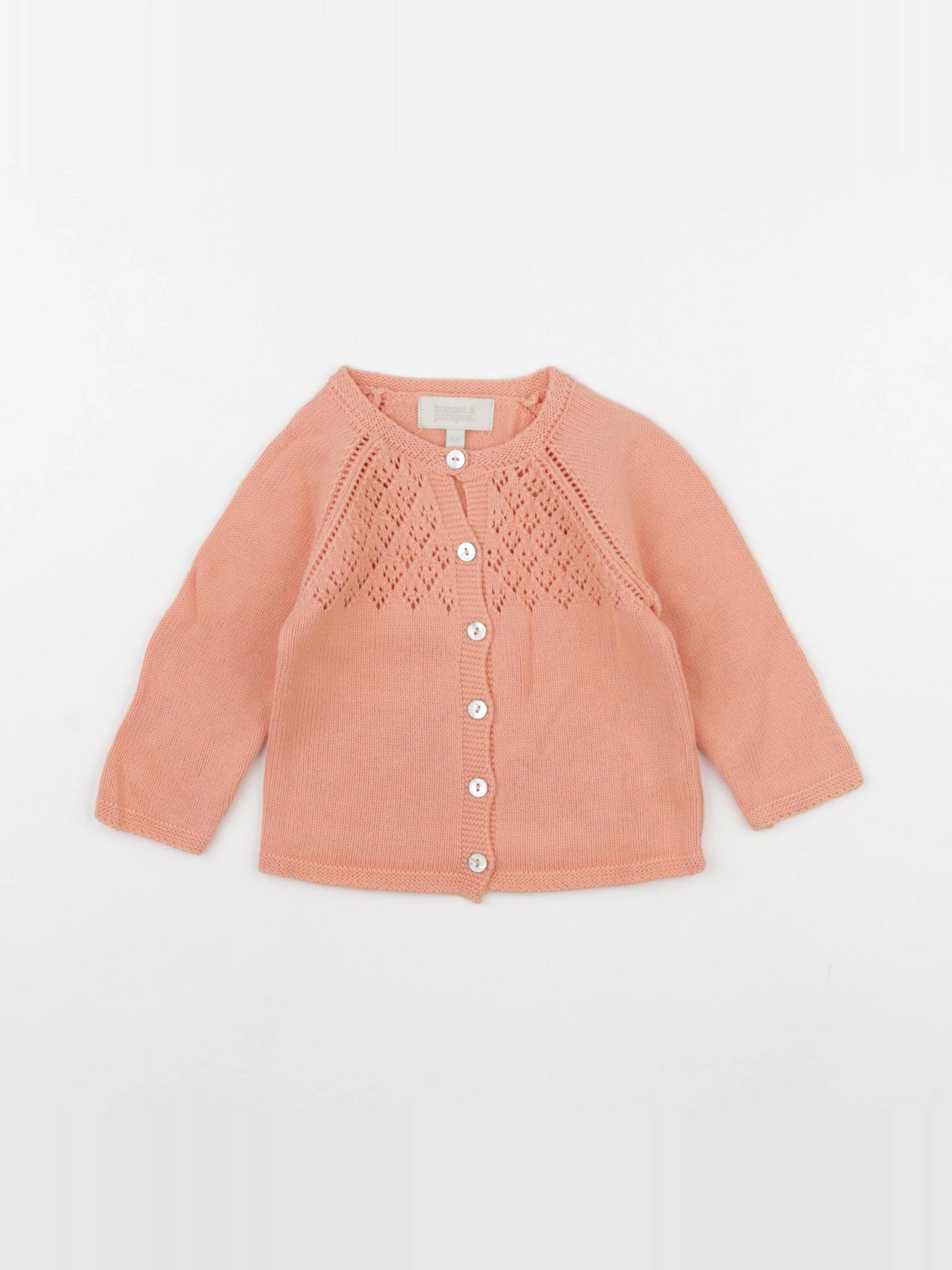 Bonnet à Pompon - gilet orange - 18 mois