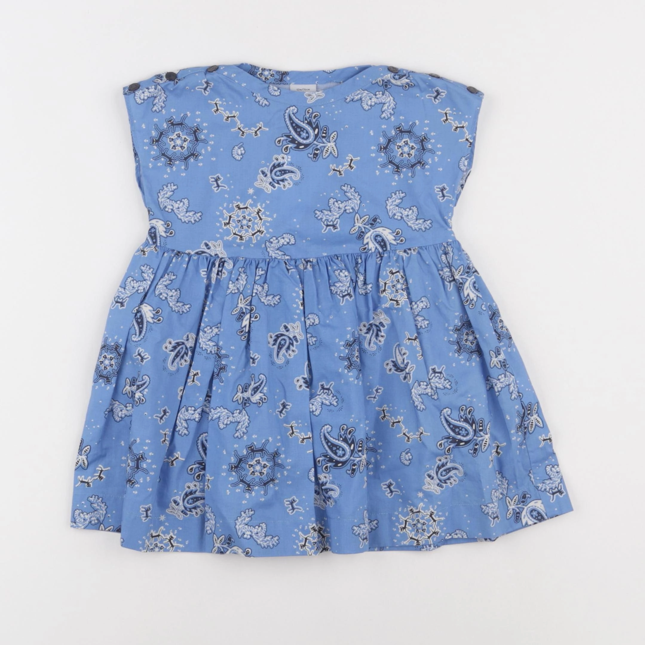 Petit Bateau - robe bleu - 12 mois