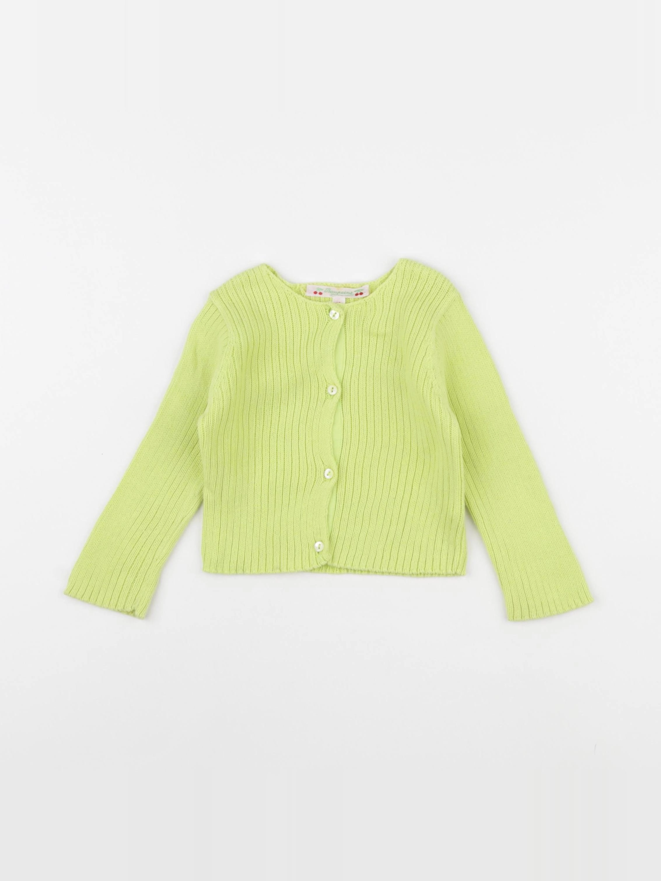 Bonpoint - gilet vert fluo - 12 mois