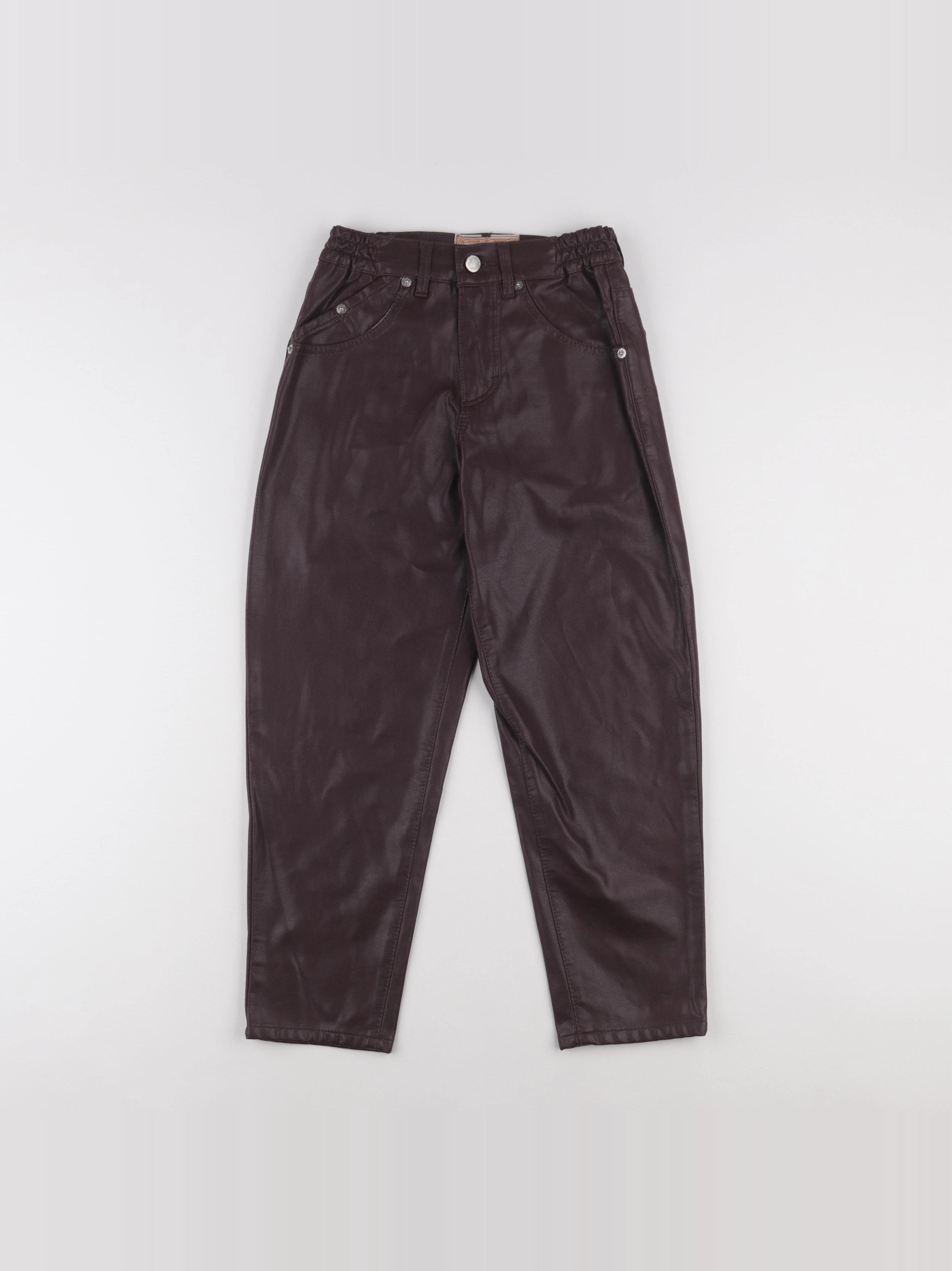 Vintage - pantalon marron simili cuir (état neuf) - 8 ans